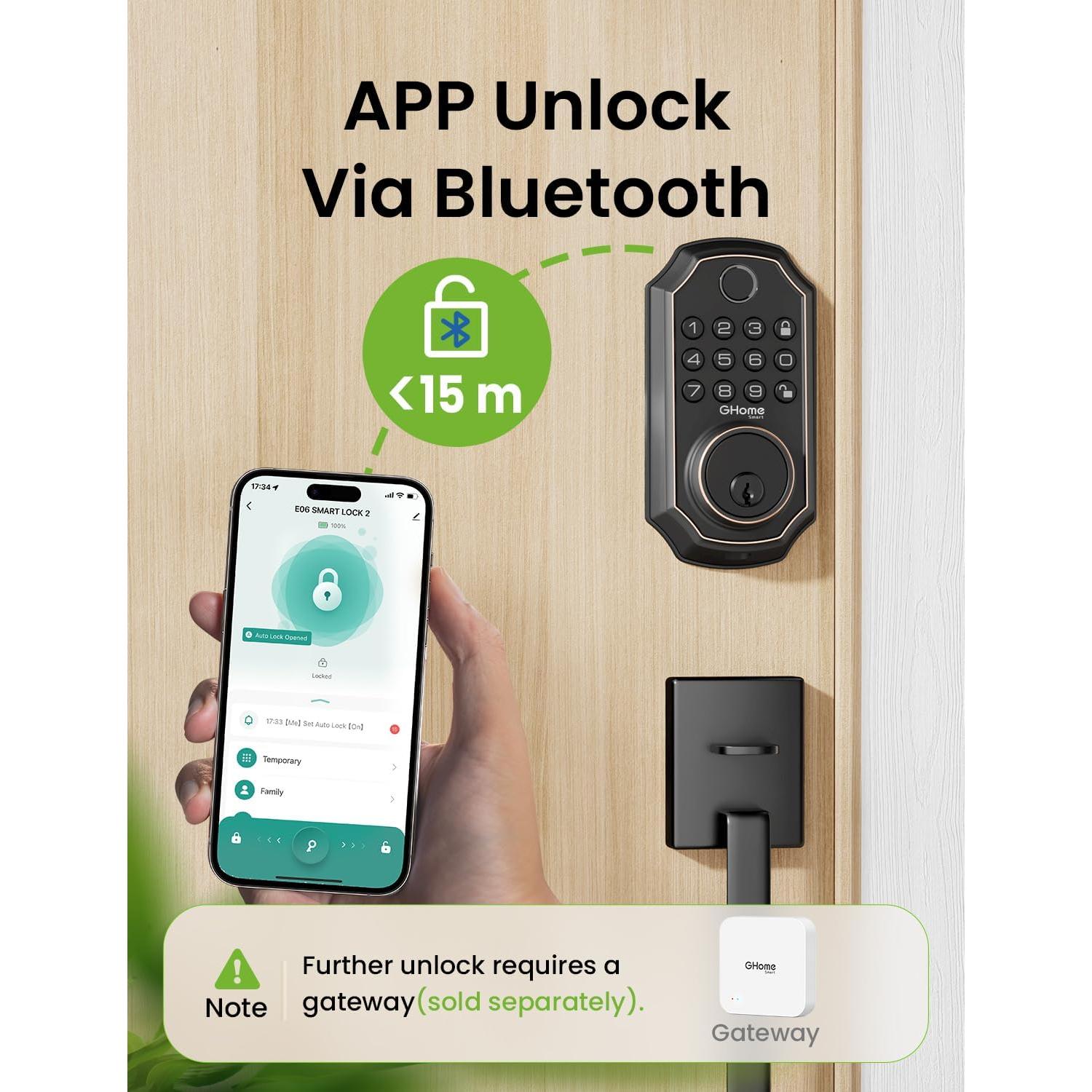 Cerradura Inteligente GHome 4 en 1 Negra para Puerta