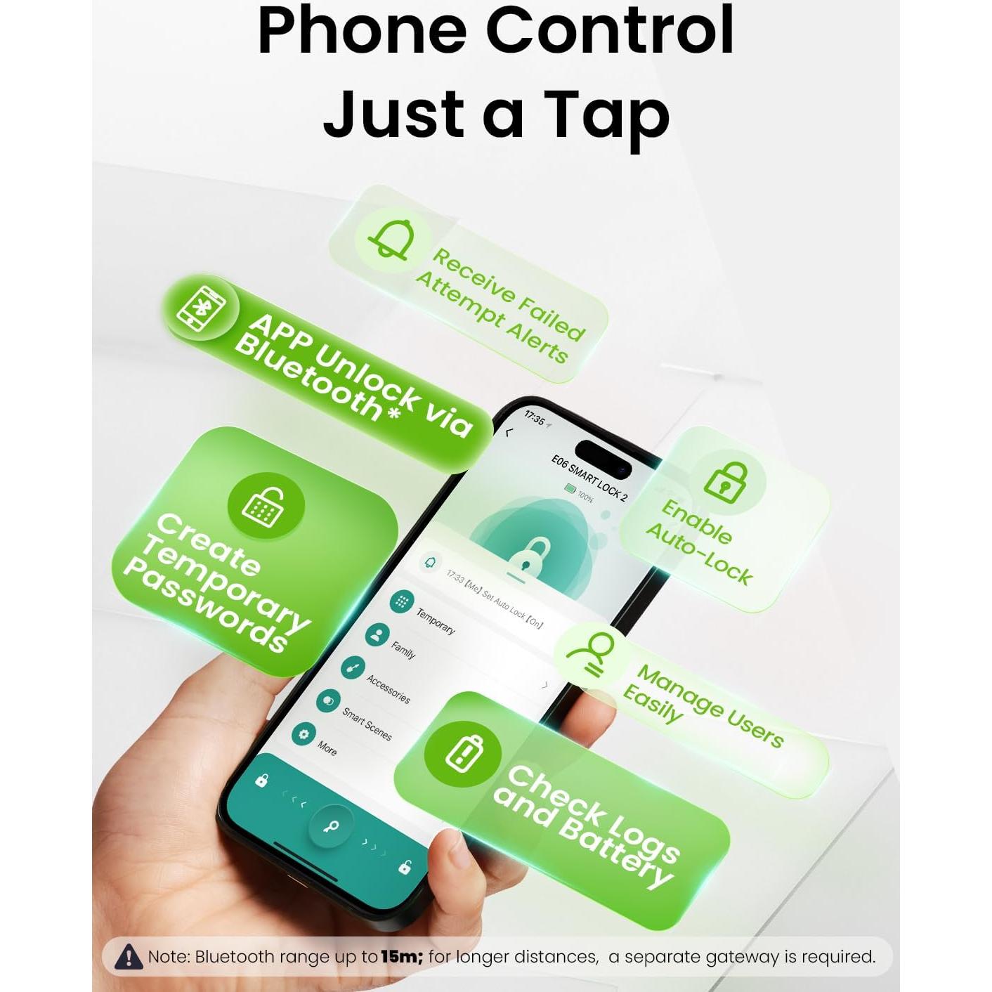 Cerradura Inteligente GHome 4 en 1 Negra para Puerta