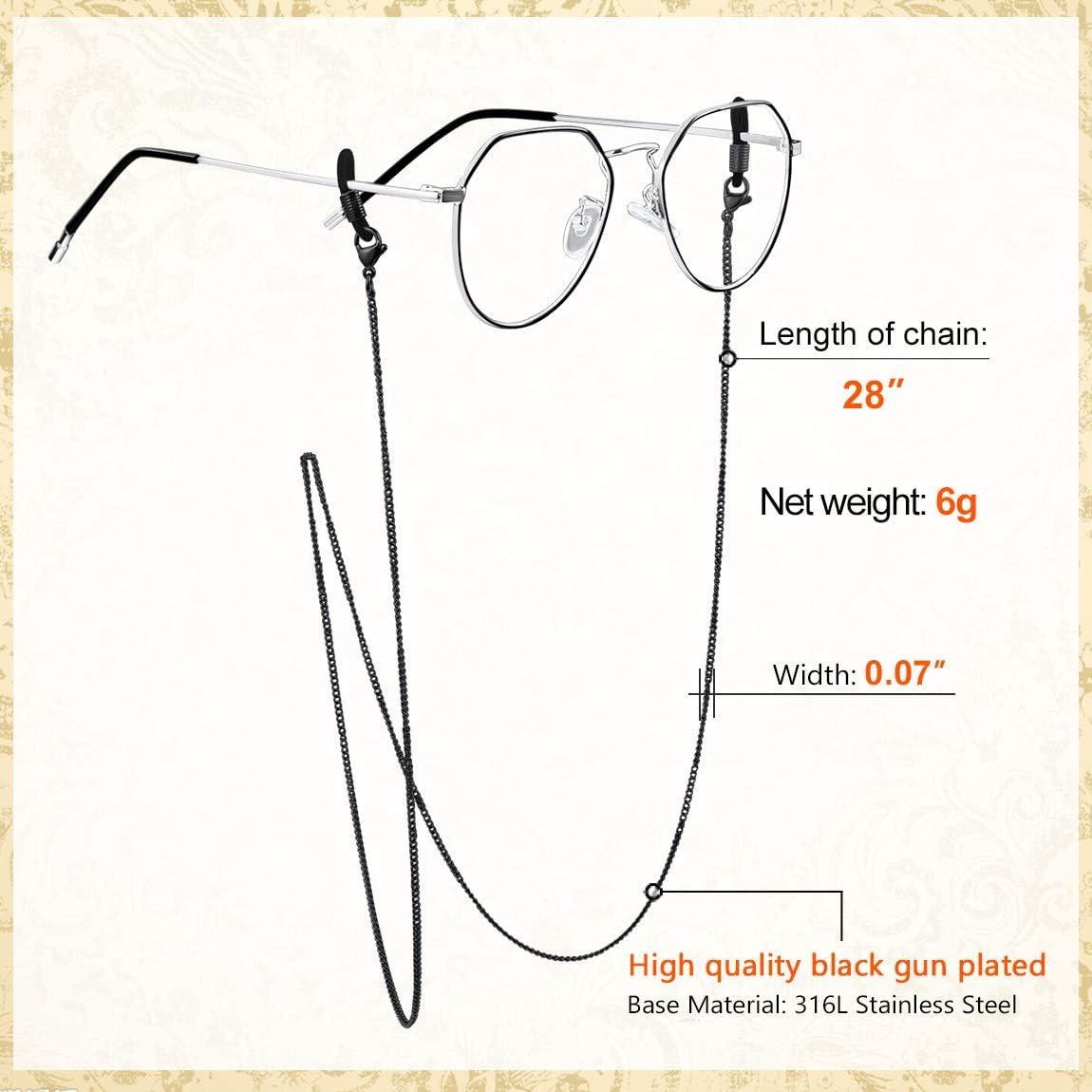 Cadena para Gafas ChainsPro - Acero Inoxidable Negra 71 cm