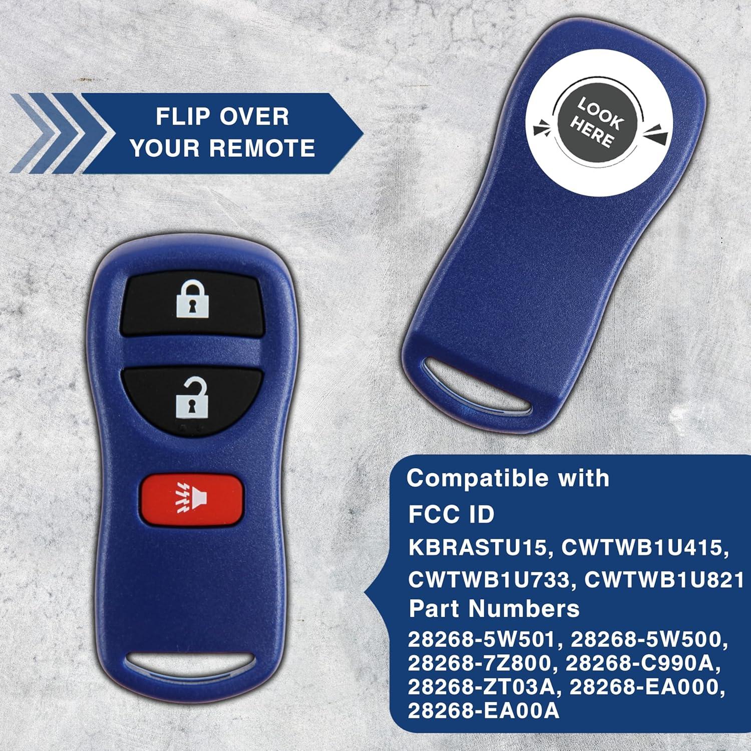 Llavero Remoto KeylessOption para Nissan Titan Rogue 3 Botones