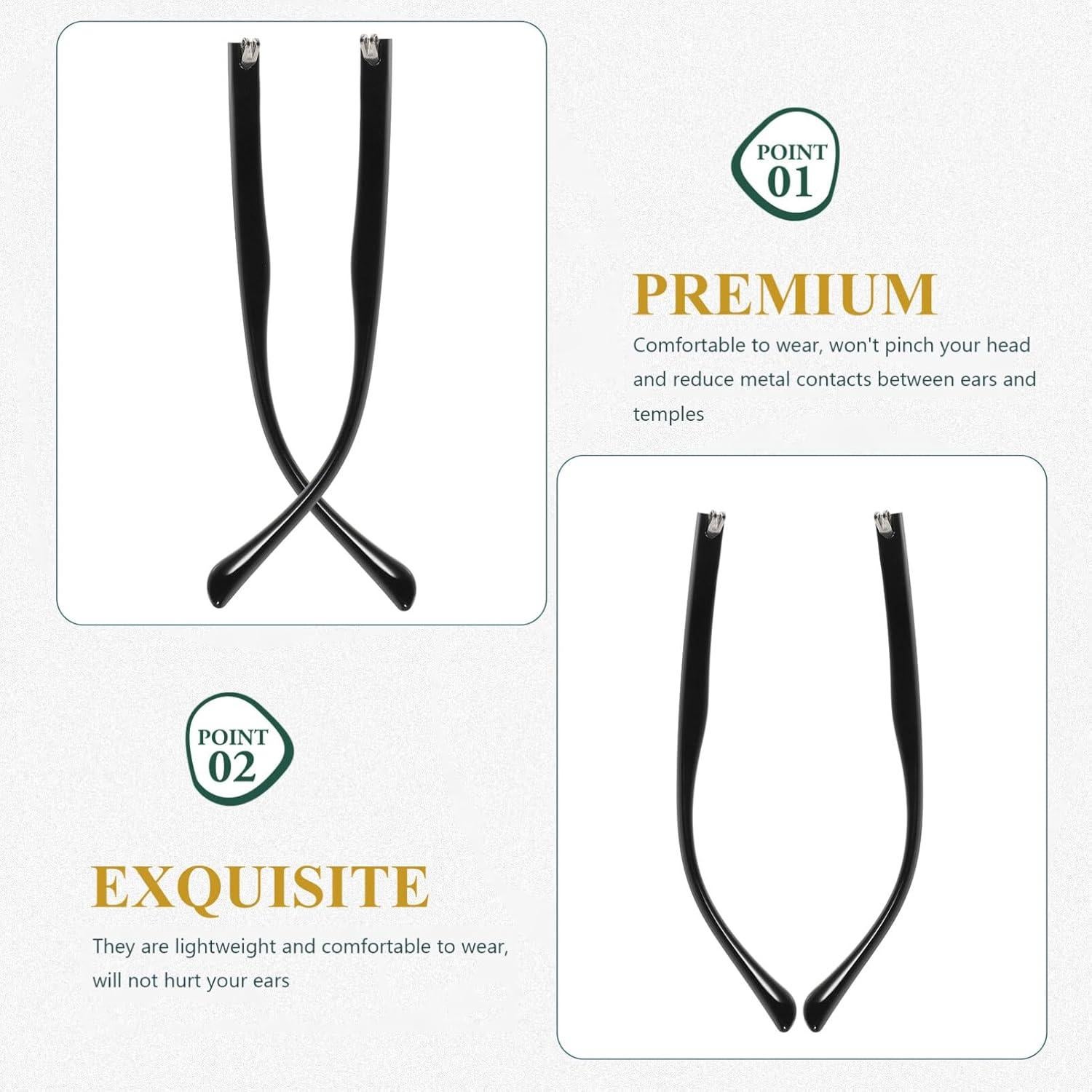 Par de Patas de Gafas Reemplazo Metal Mobestech 13.8x0.9cm