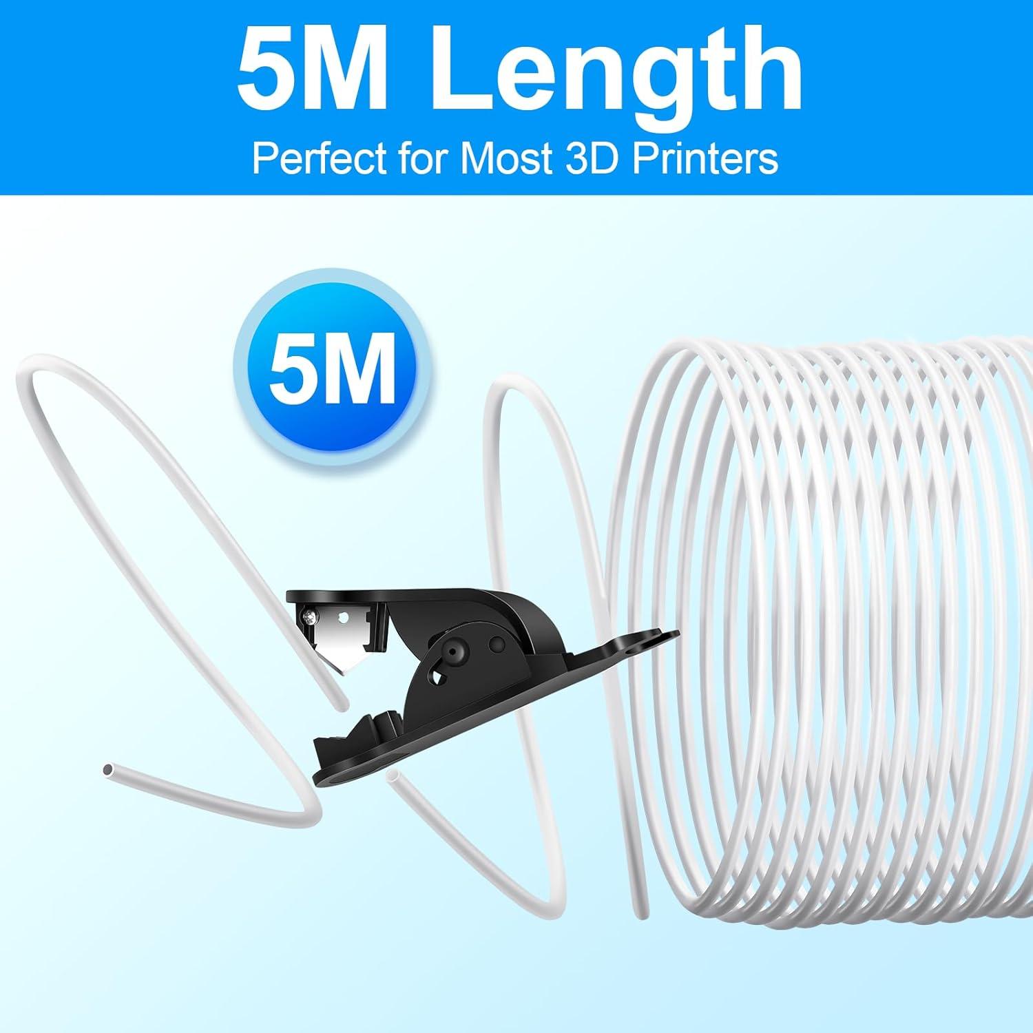 Tubo de PTFE 5m Tssinay 1.75mm con Cortador Resistente 260°C