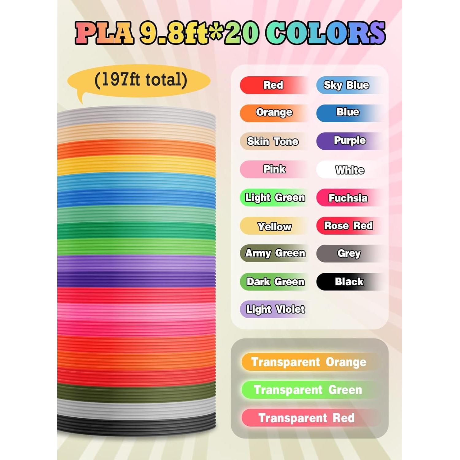 Recargas Filamento PLA 1.75mm Biubee 20 Colores 3m