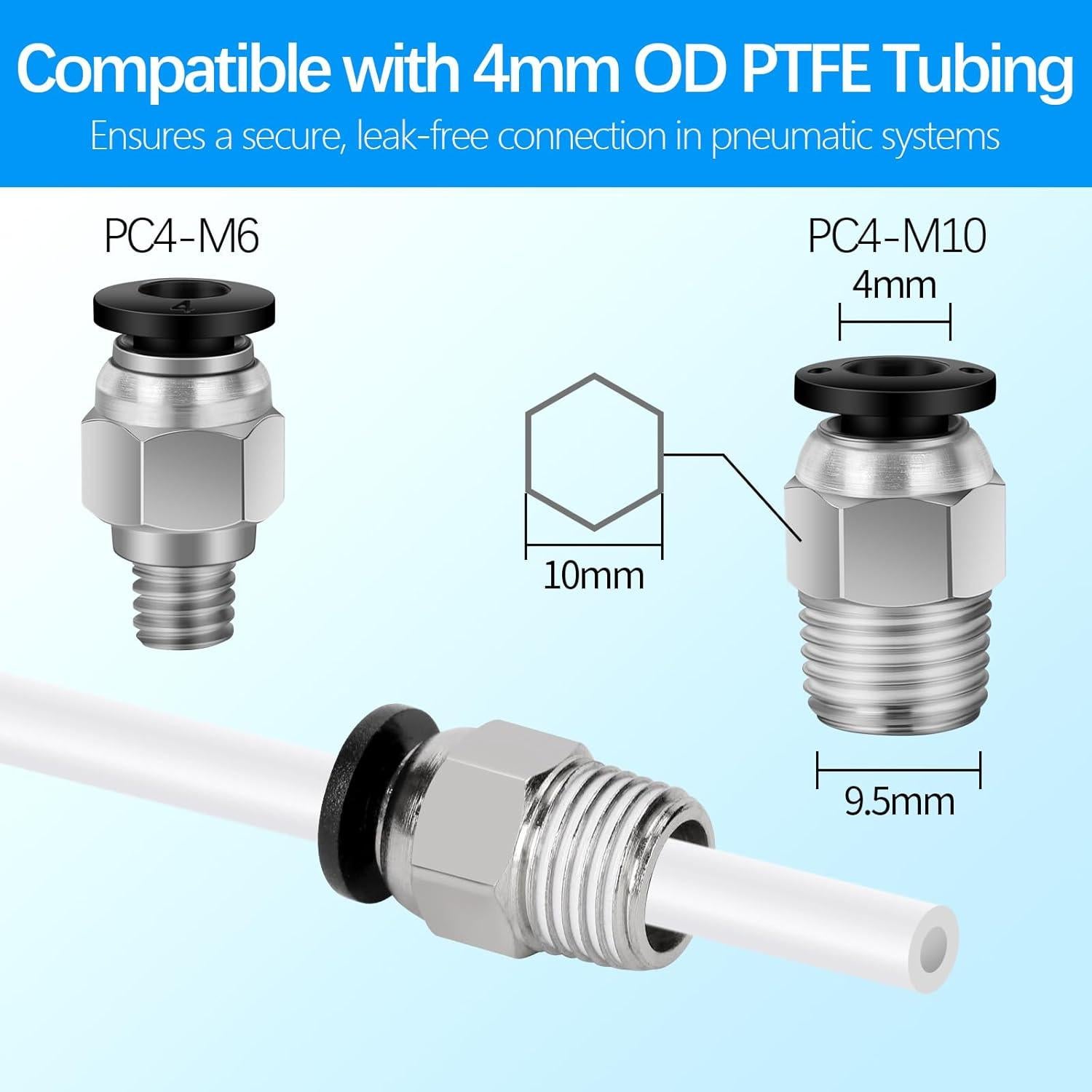 Tubo PTFE 2M para filamento 1.75mm EILKBLA con accesorios
