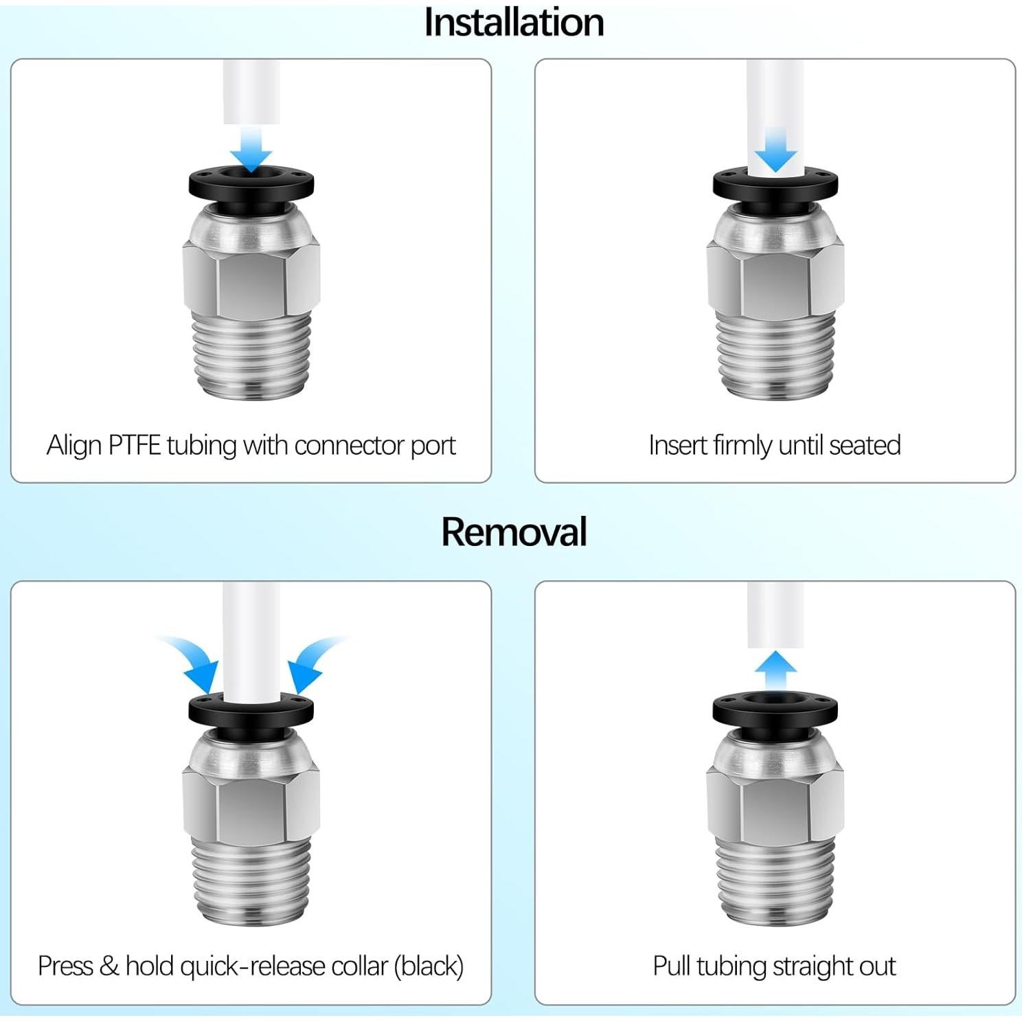 Tubo PTFE 2M para filamento 1.75mm EILKBLA con accesorios