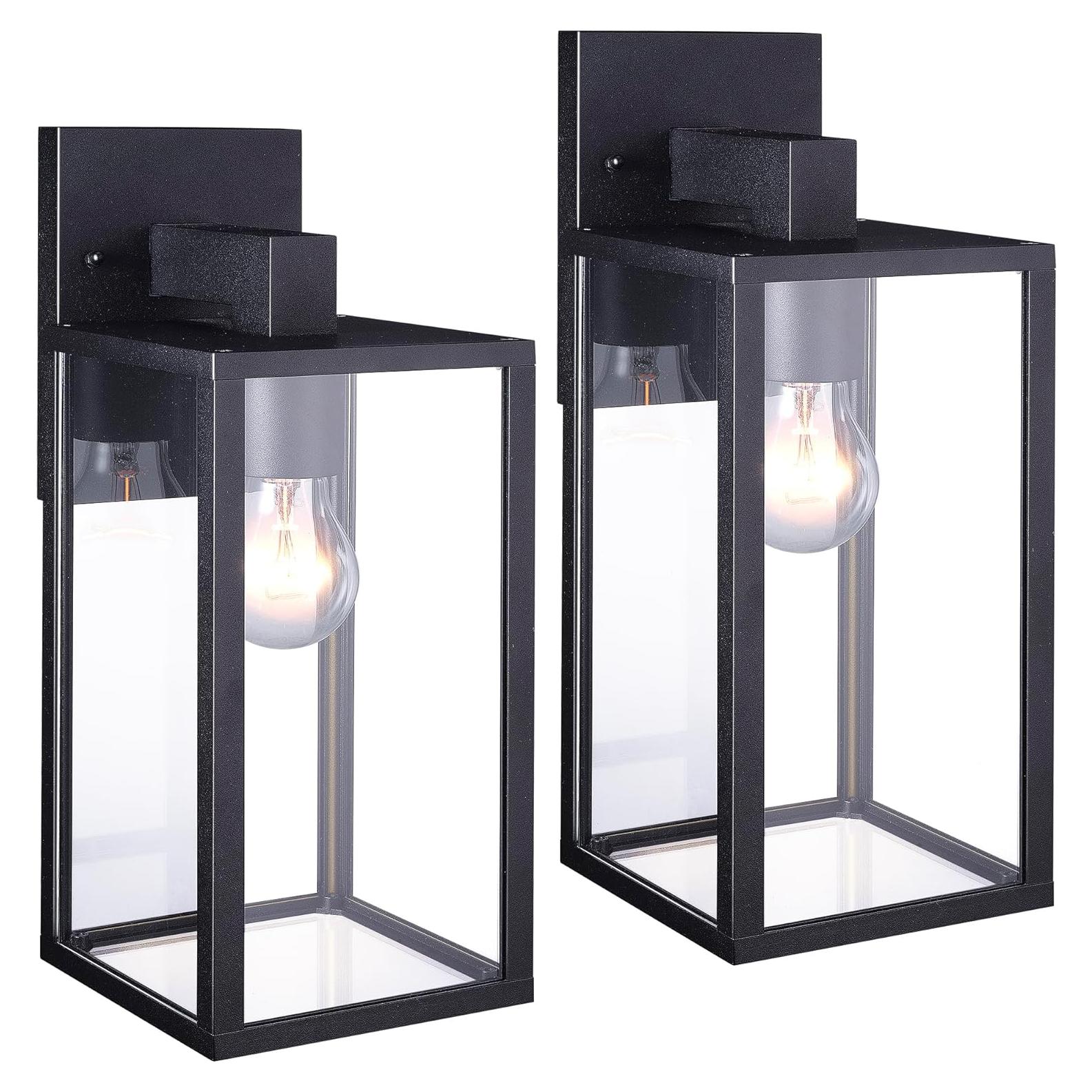 Lámpara de pared exterior EBIONBRIGHT negra mate 2 unidades