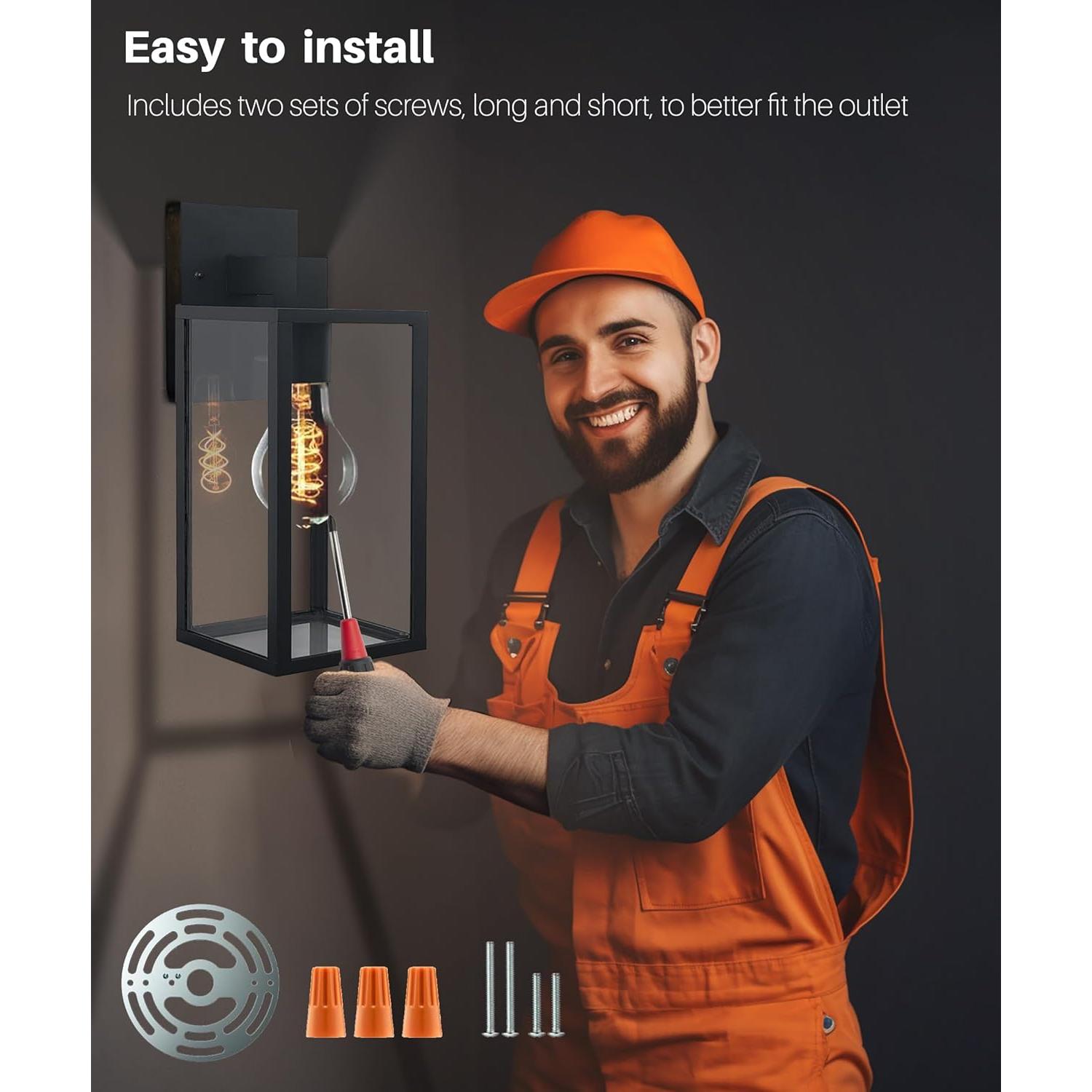 Lámpara de pared exterior EBIONBRIGHT negra mate 2 unidades