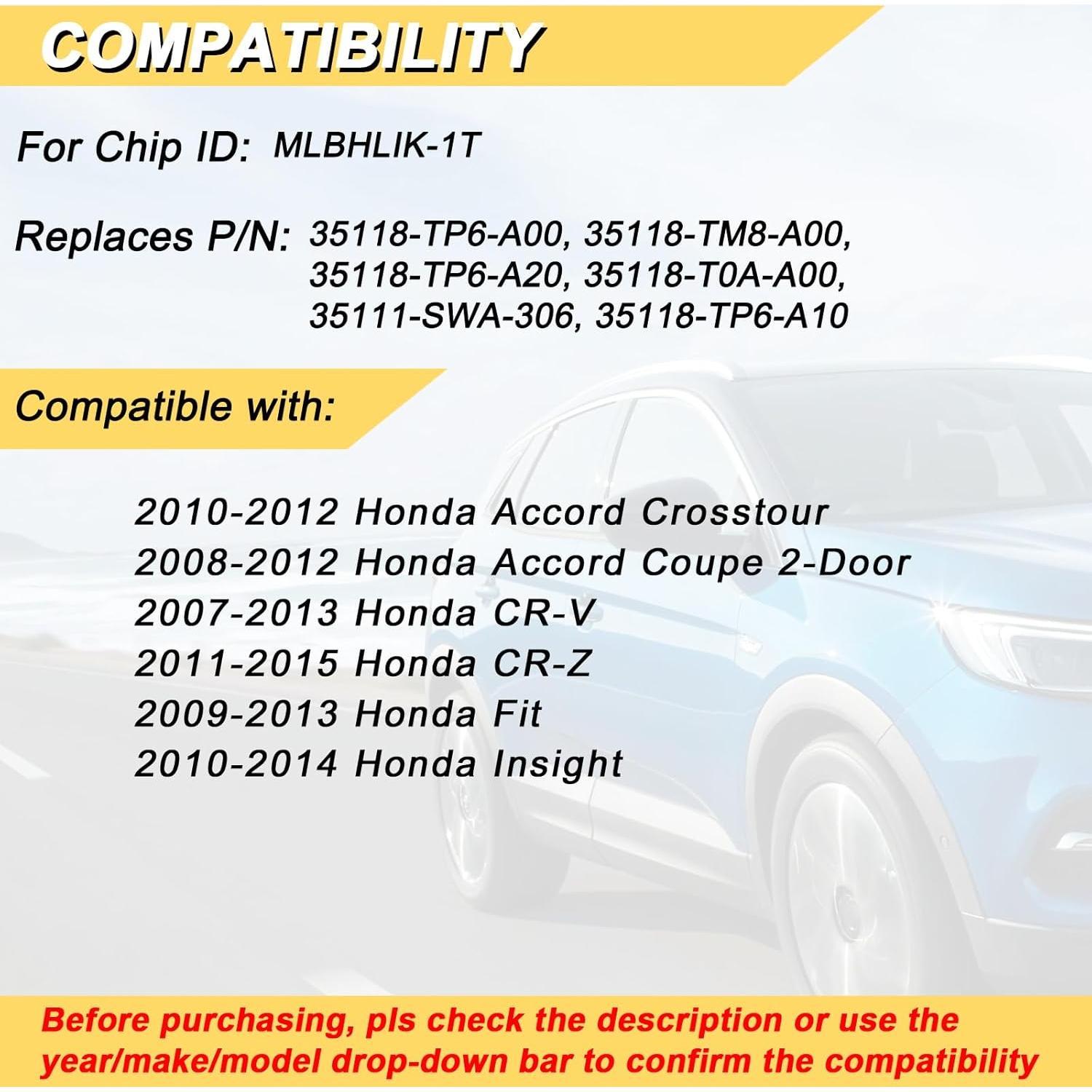 Control Remoto Honda Accord CR-V Fit 3 Botones Vurkcy