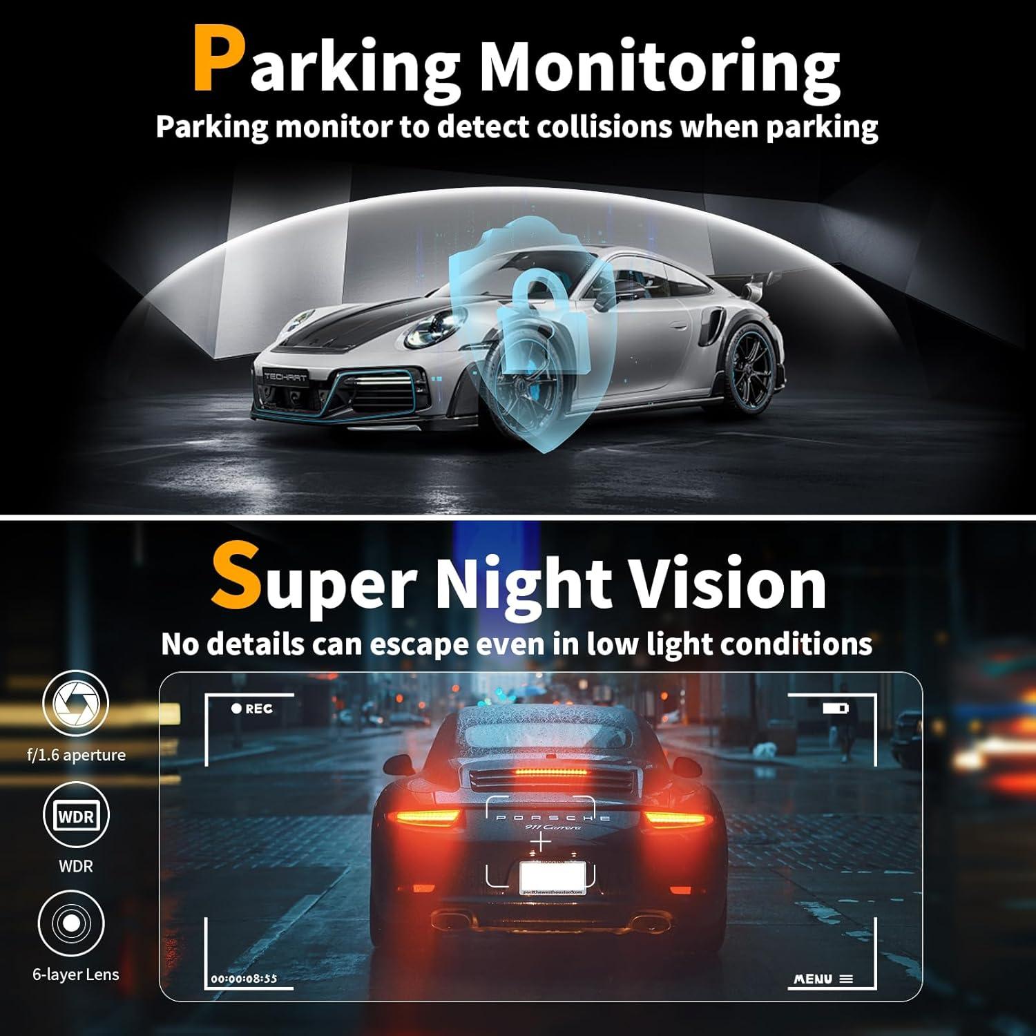 Cámara de tablero dual 4K Wanlipo A13 con WiFi y 64GB