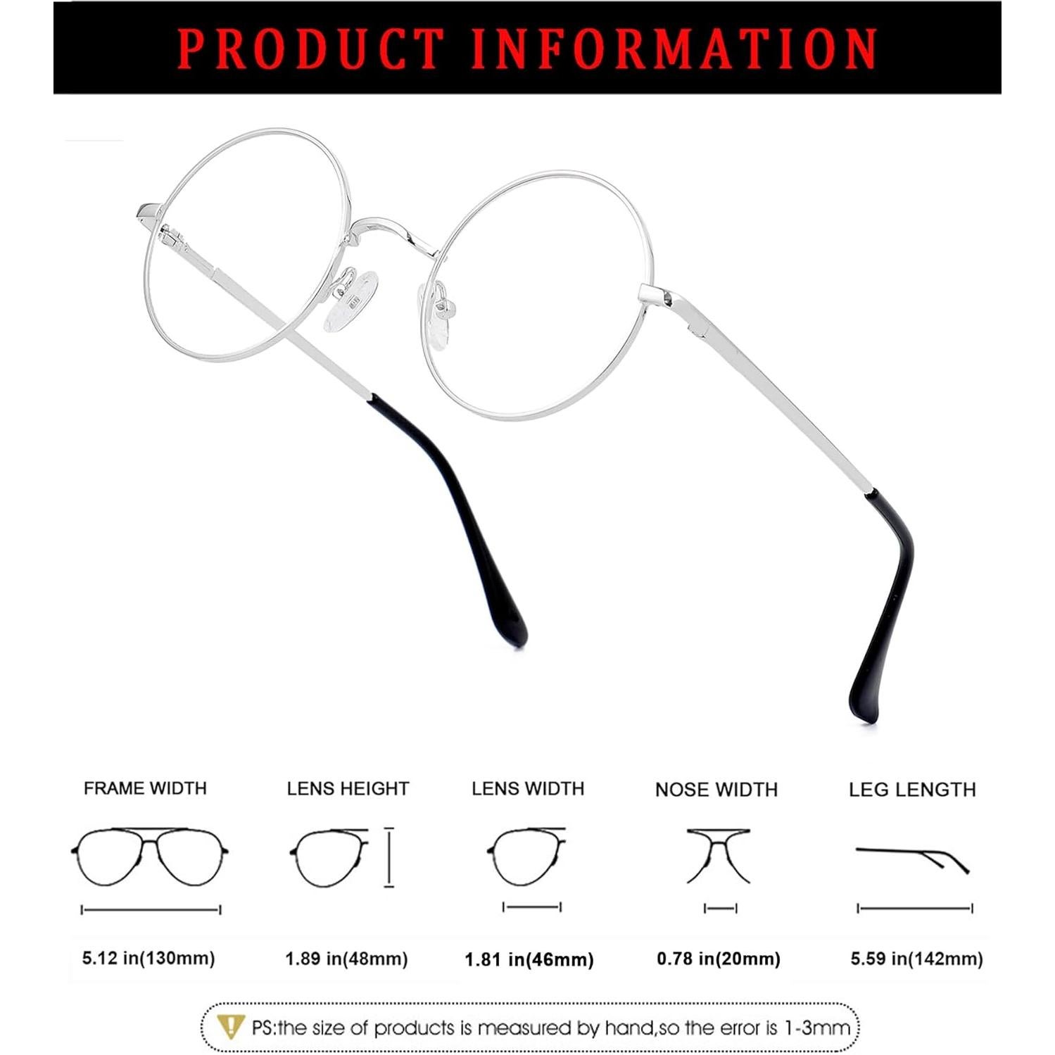 Gafas Redondas ZIMUSUN Plata Lentes Claros UV400