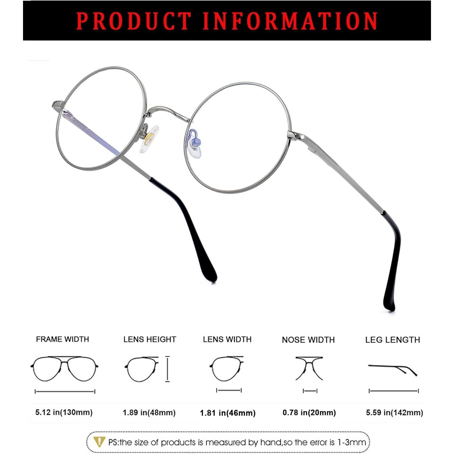 Gafas redondas ZIMUSUN con lentes claros UV400 unisex