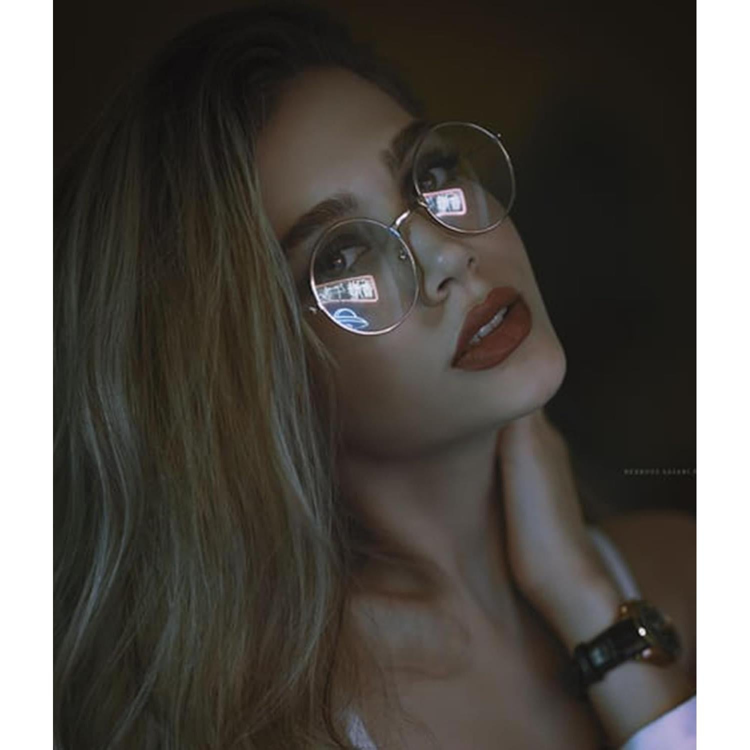 Gafas Redondas ZIMUSUN Metal 46mm Lentes Claros UV400