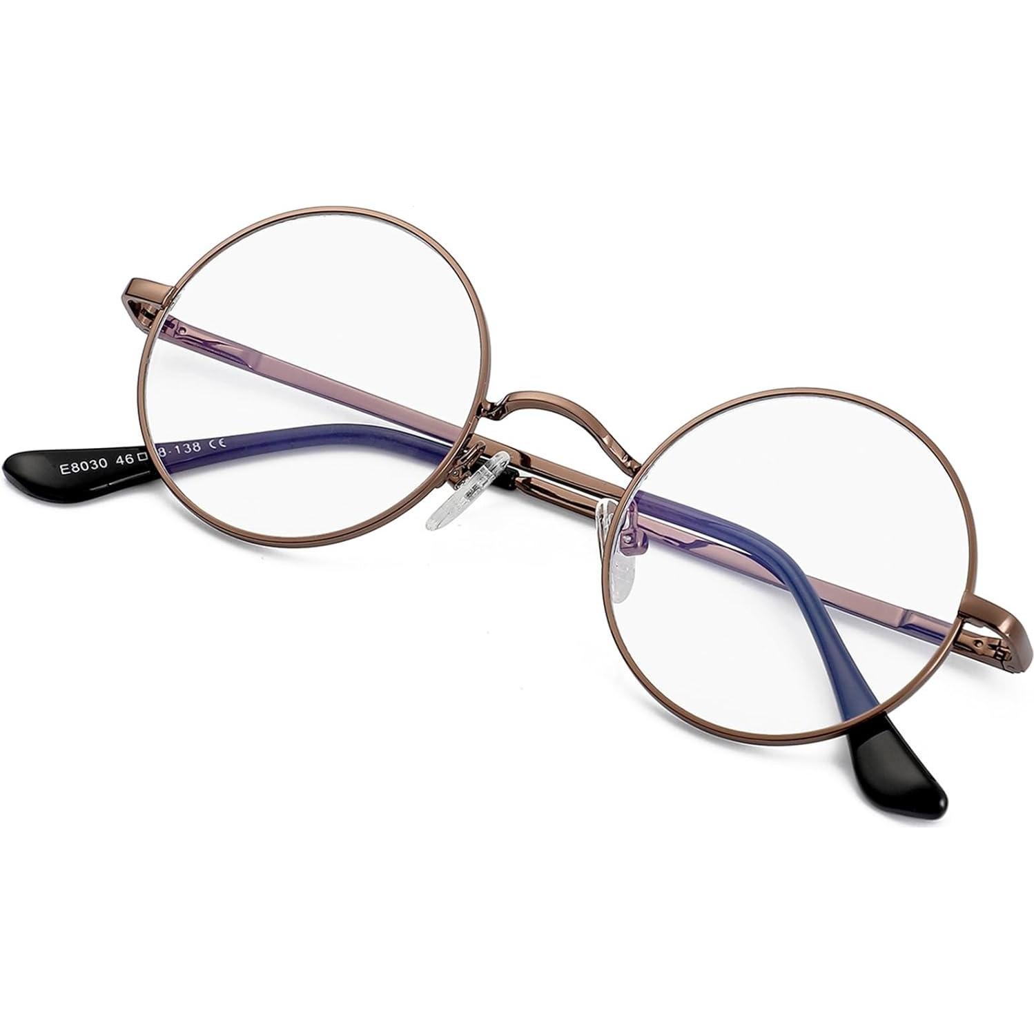 Gafas Redondas ZIMUSUN Metal 46mm Lentes Claros UV400