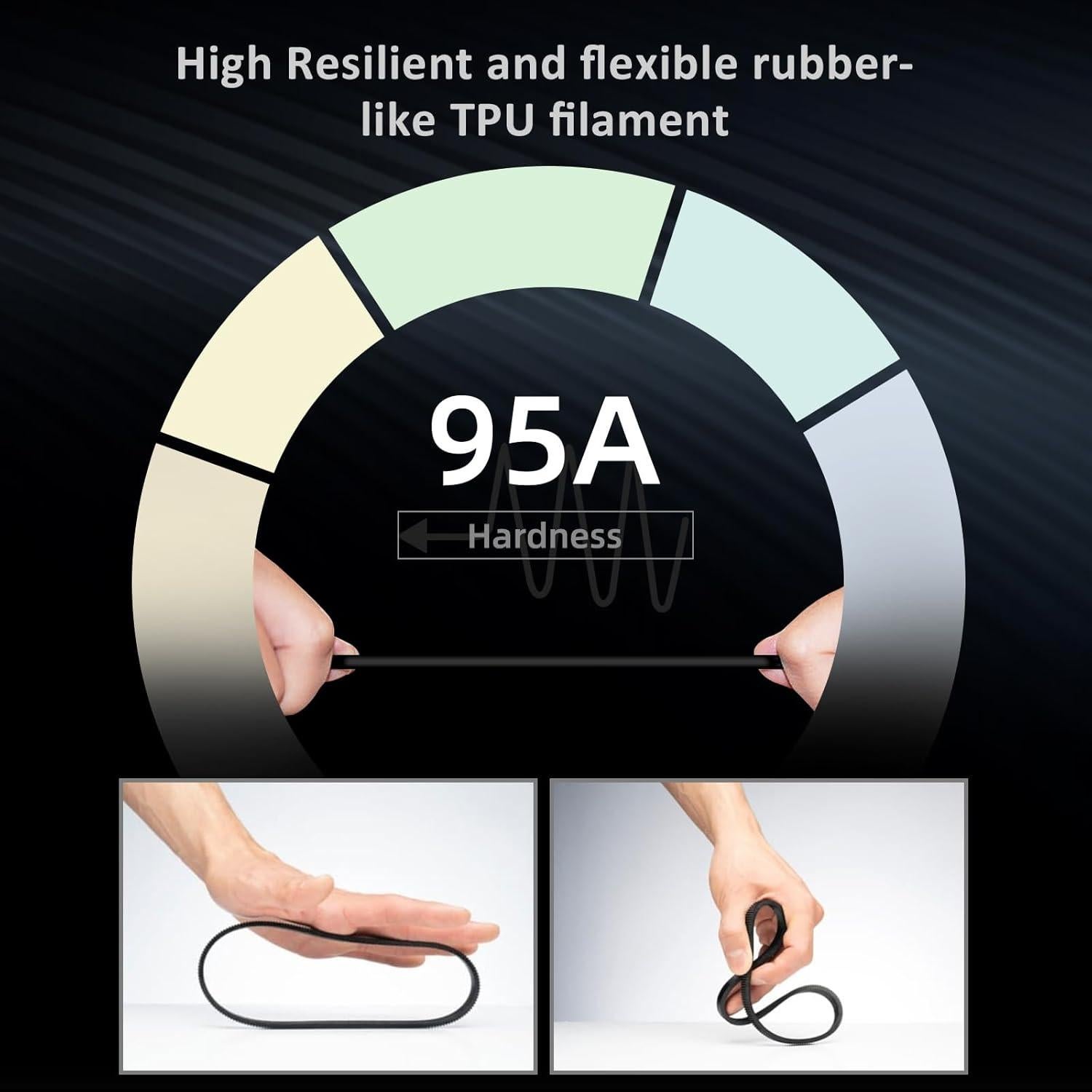 Filamento TPU 95A 1.75mm Negro XZN 1KG Flexible para Impresora 3D