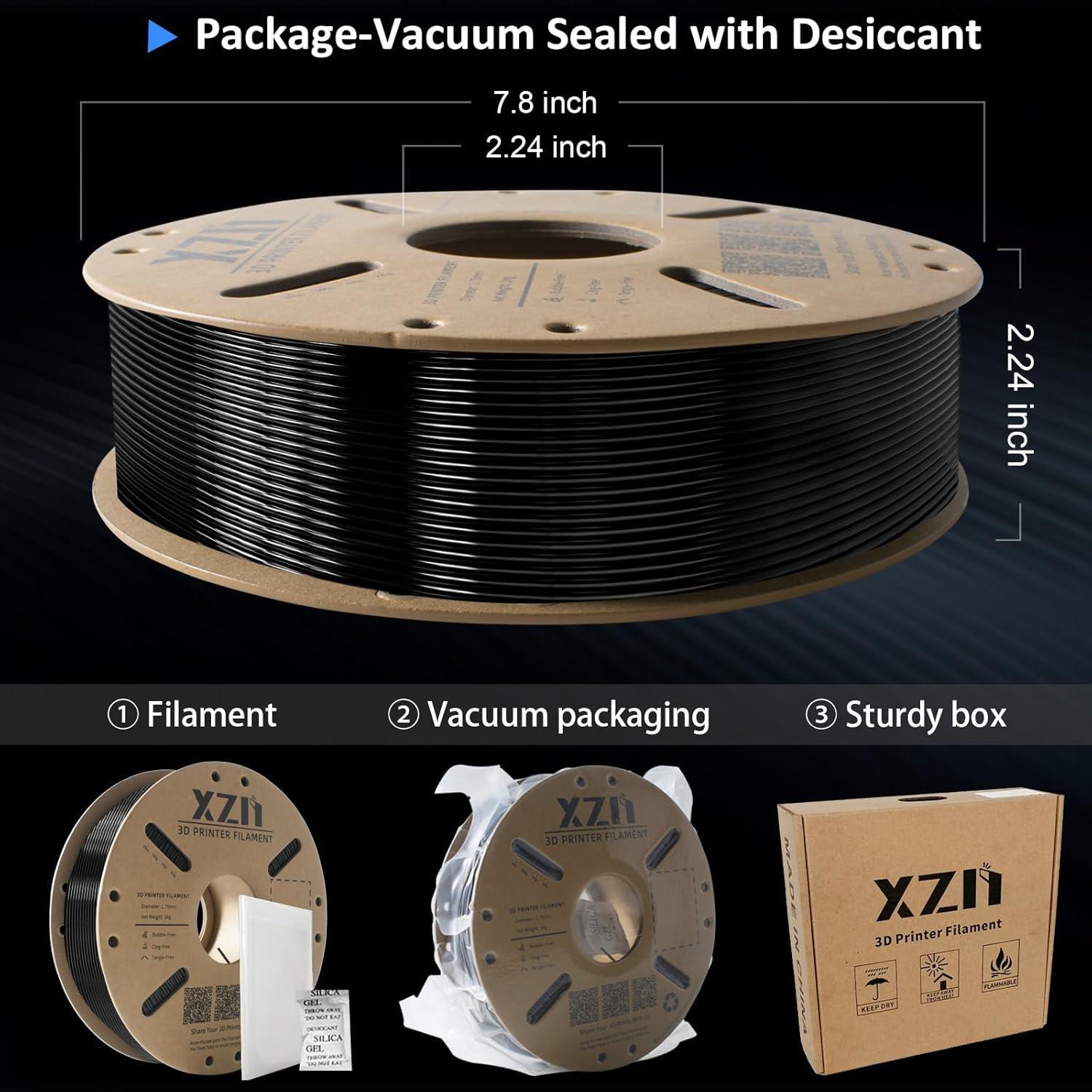 Filamento TPU 95A 1.75mm Negro XZN 1KG Flexible para Impresora 3D