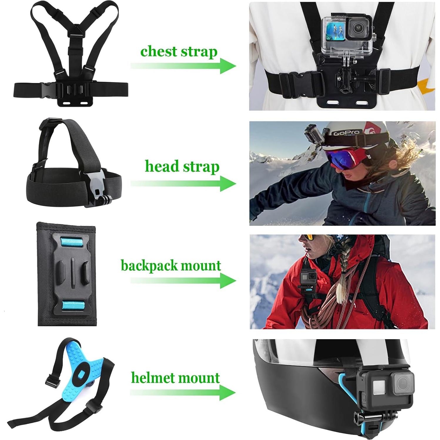 Kit Accesorios GoPro Hero 12/11/10/9 + Estuche Impermeable