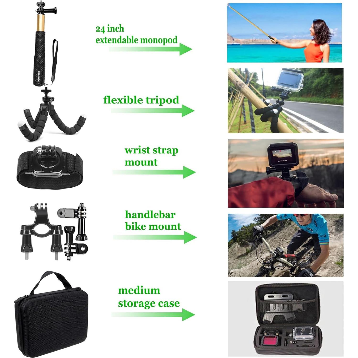 Kit Accesorios GoPro Hero 12/11/10/9 + Estuche Impermeable