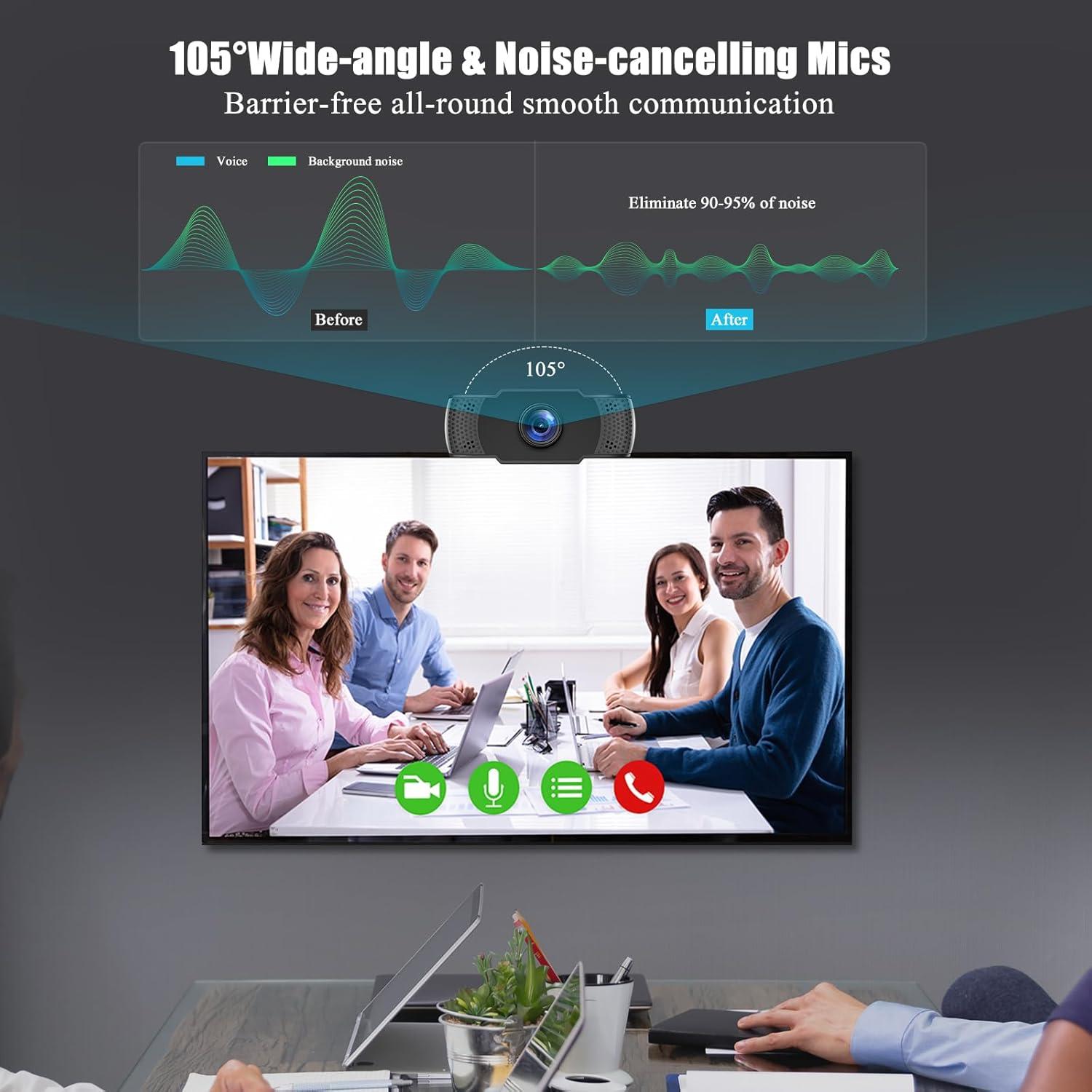 Cámara Web 4K Tidszec con Micrófonos y Luz Ajustable