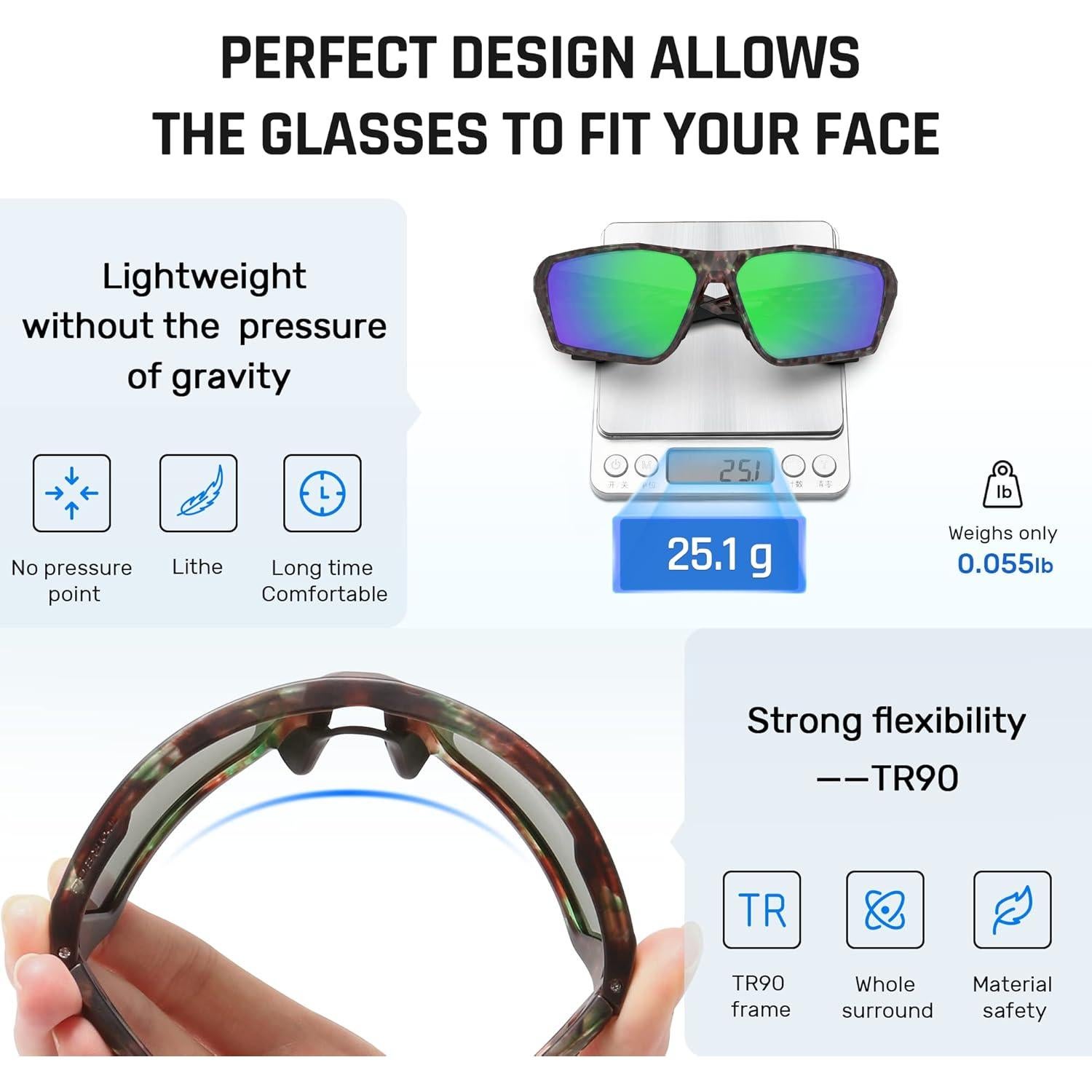 Gafas de sol polarizadas TOREGE para deportes al aire libre