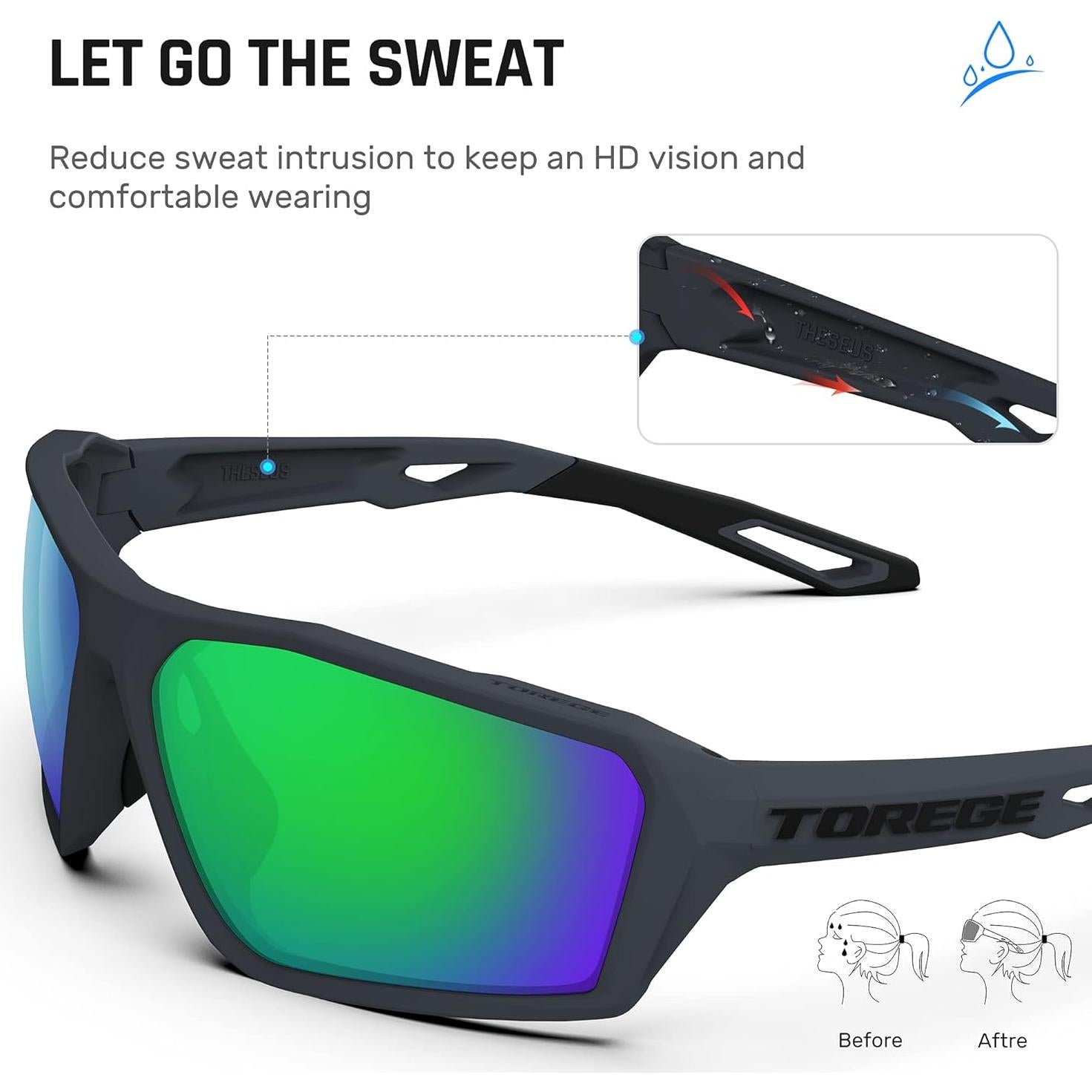 Gafas de sol polarizadas TOREGE para deportes al aire libre