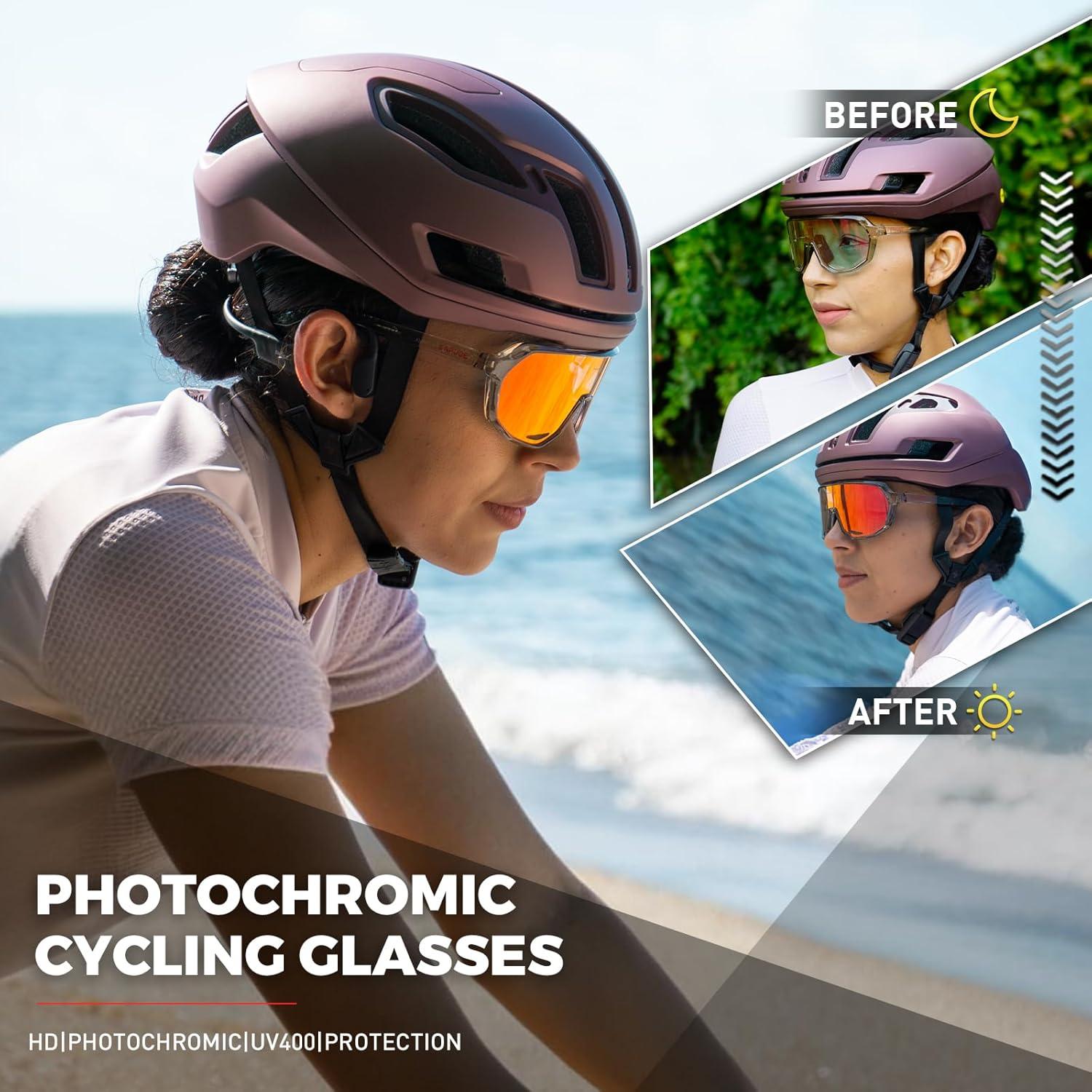 Gafas de Ciclismo KAPVOE Fotoquímicas UV400 Marrón Rojo