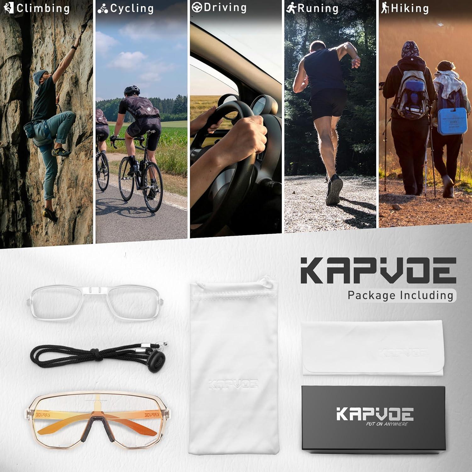 Gafas de Ciclismo KAPVOE Fotoquímicas UV400 Marrón Rojo