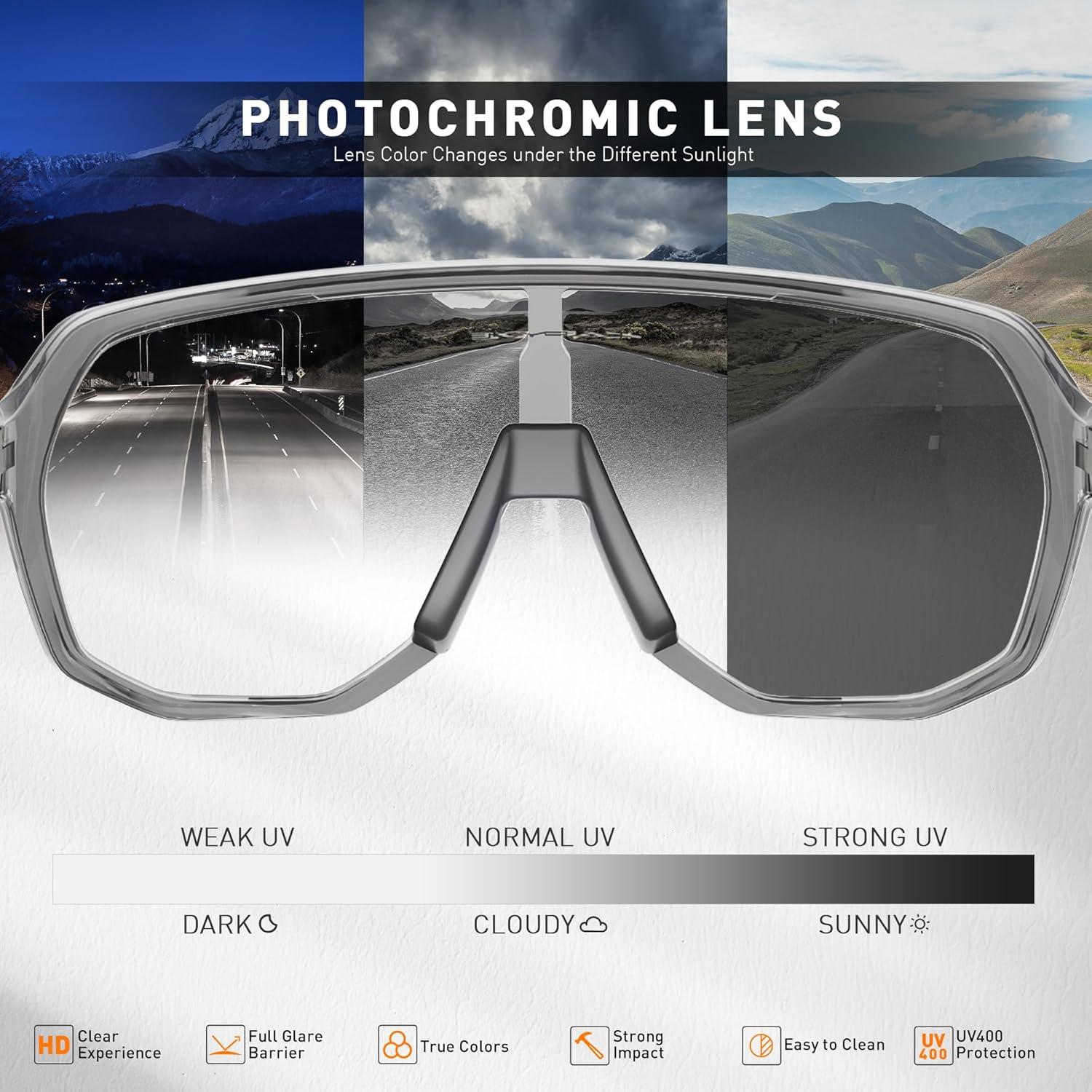 Gafas de Ciclismo KAPVOE Fotoquímicas UV400 Plata