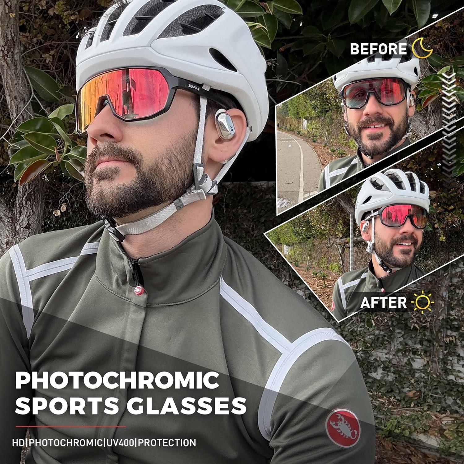 Gafas de Ciclismo KAPVOE Fotoquímicas UV400 para Adultos