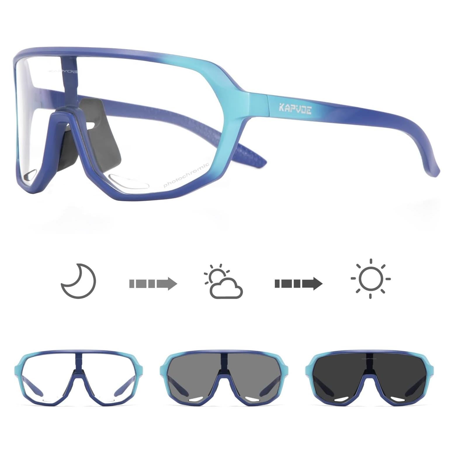 Gafas de Ciclismo KAPVOE Fotoquímicas UV400 Azul