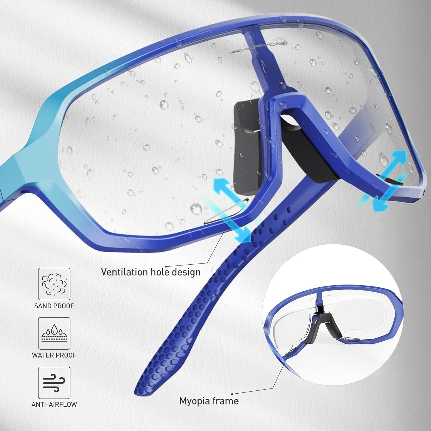 Gafas de Ciclismo KAPVOE Fotoquímicas UV400 Azul