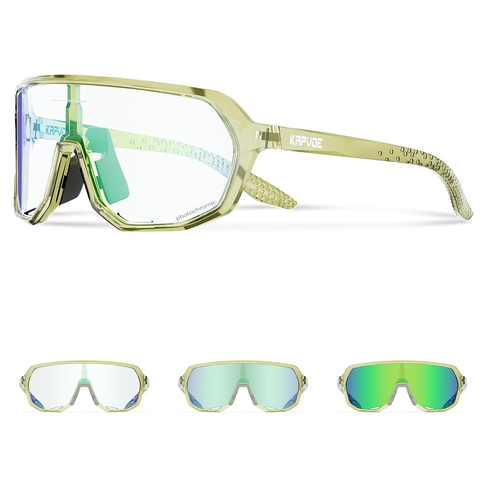 Gafas de Ciclismo KAPVOE Fotoquímicas UV400 Verde Amarillo