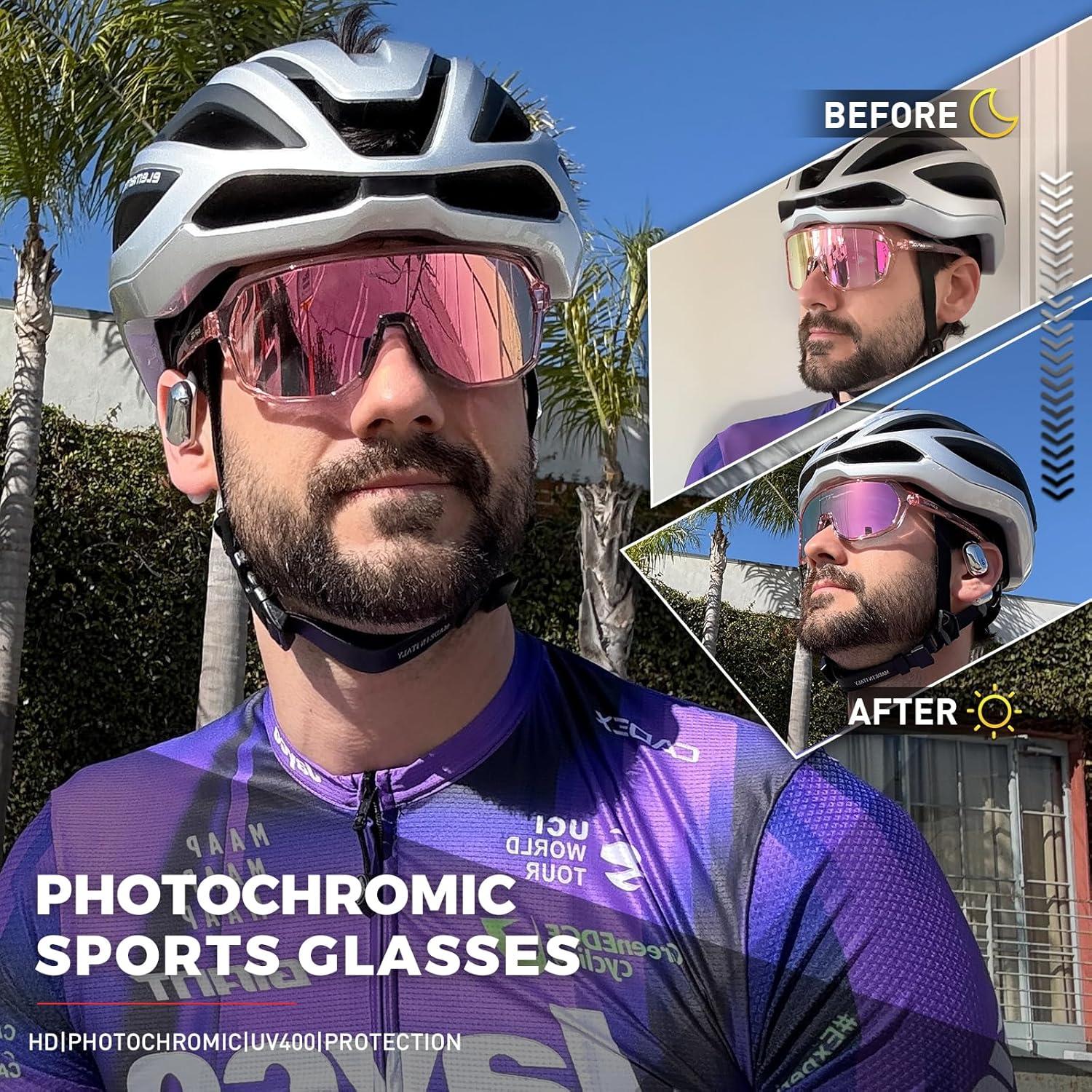 Gafas de Ciclismo KAPVOE Fotoquímicas UV400 Verde Amarillo