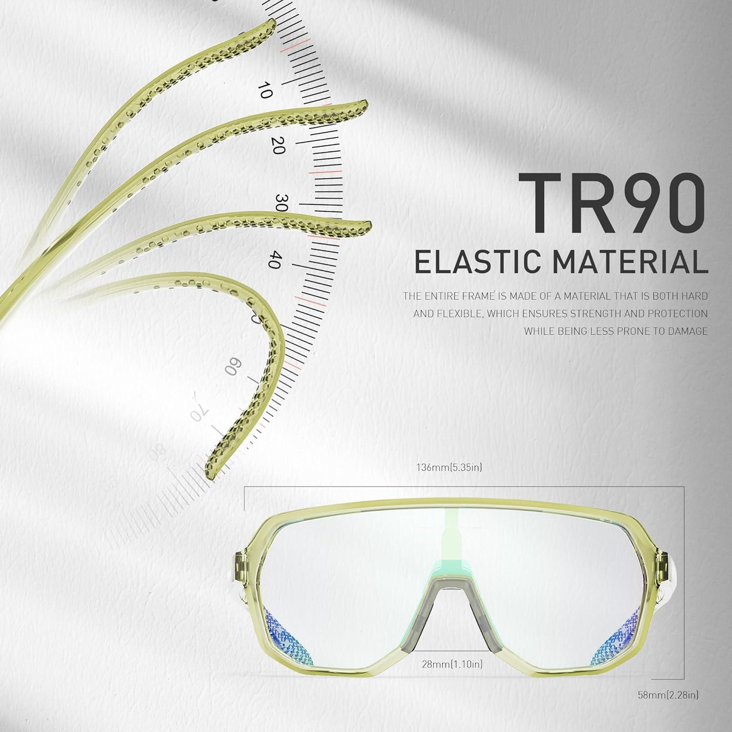 Gafas de Ciclismo KAPVOE Fotoquímicas UV400 Verde Amarillo