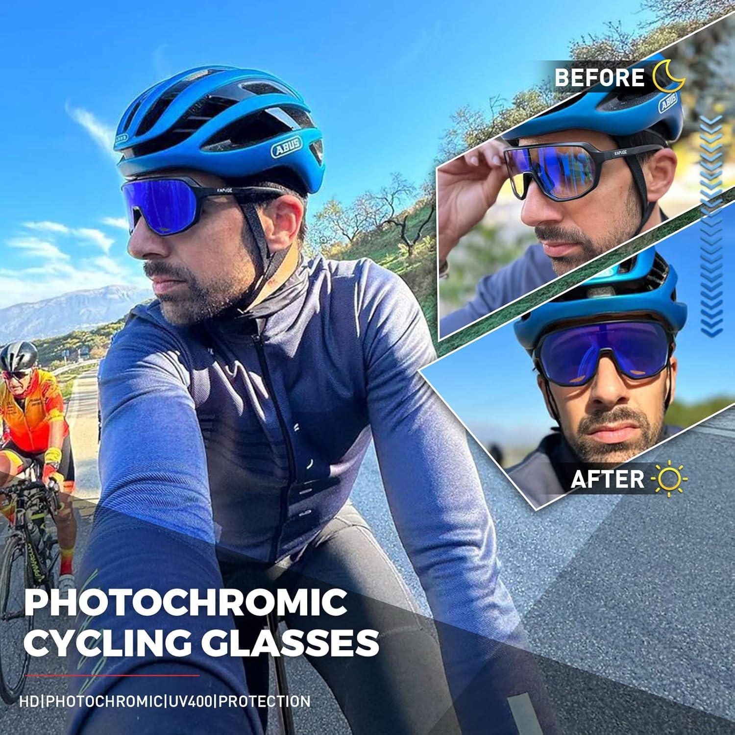 Gafas de Ciclismo KAPVOE Fotoquímicas UV400 para Adultos