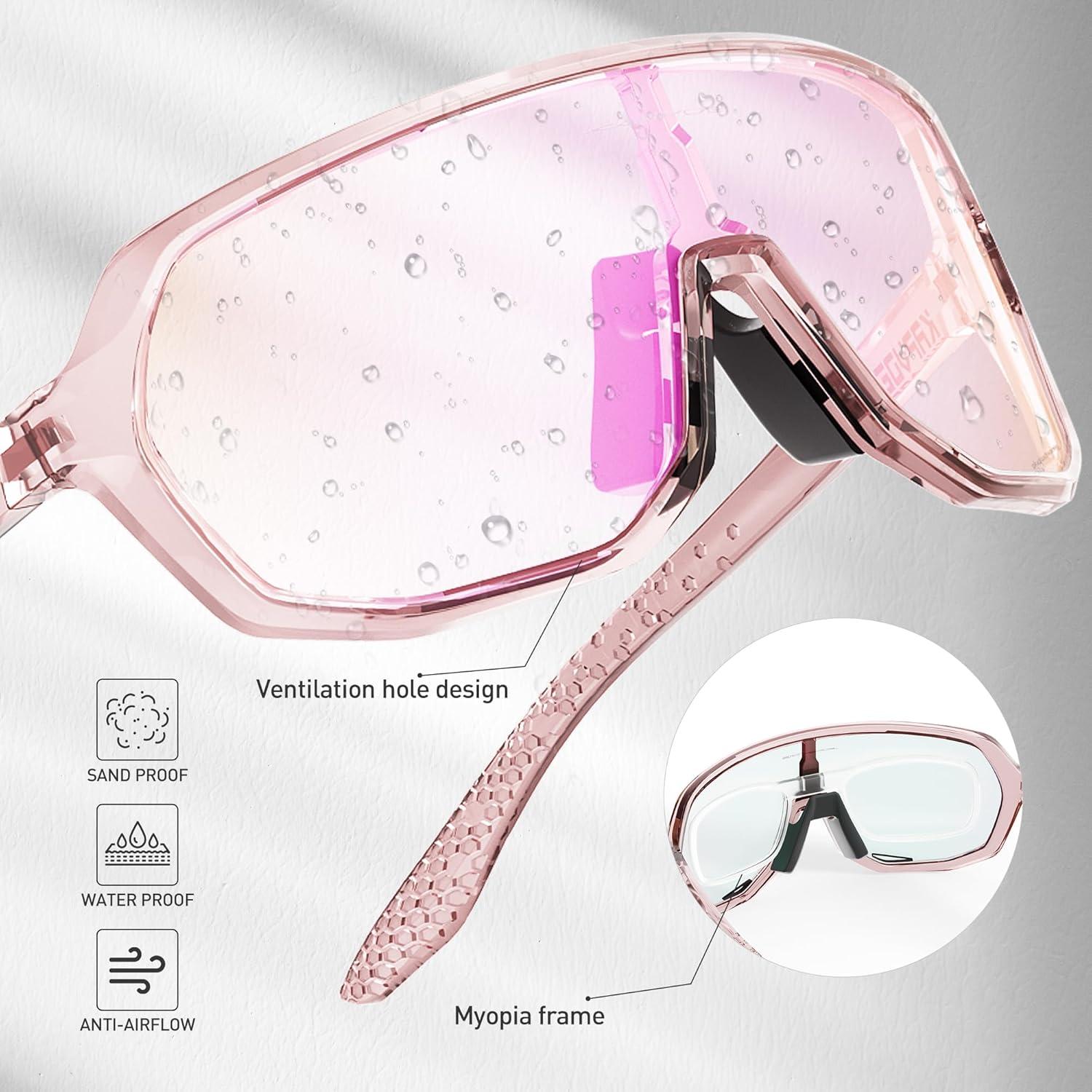 Gafas de Ciclismo KAPVOE Fotoquímicas UV400 Rosa