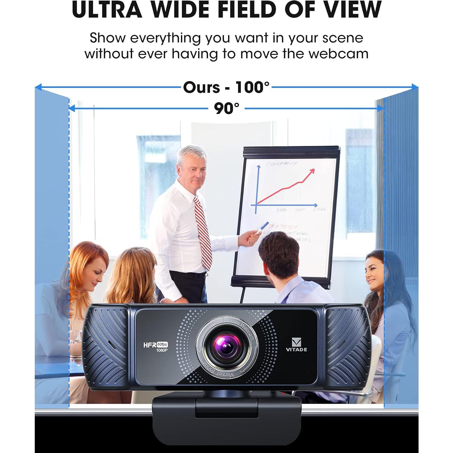 Webcam 1080P 60fps with Microphone for Streaming, 682H Pro HD USB Computer Web Camera Video Cam for Gaming Conferencing Mac Windows Desktop PC Laptop Xbox Skype OBS Twitch YouTube Xsplit