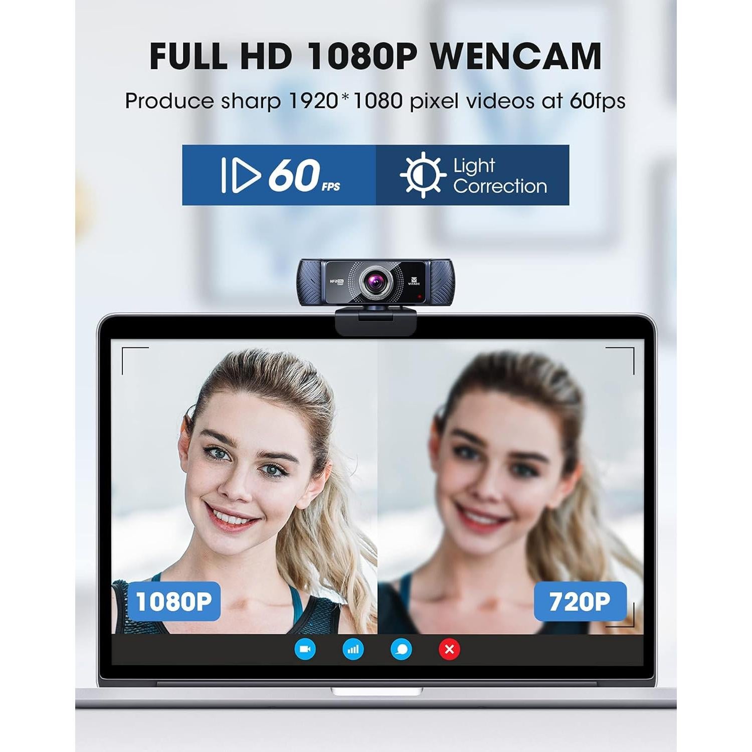 Webcam 1080P 60fps with Microphone for Streaming, 682H Pro HD USB Computer Web Camera Video Cam for Gaming Conferencing Mac Windows Desktop PC Laptop Xbox Skype OBS Twitch YouTube Xsplit