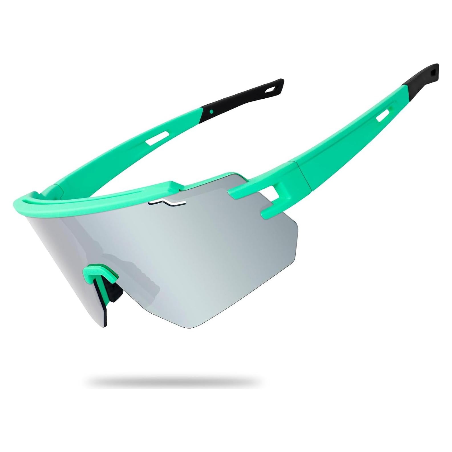 Gafas de Ciclismo VEWOE Polarizadas UV400 Verde y Plata