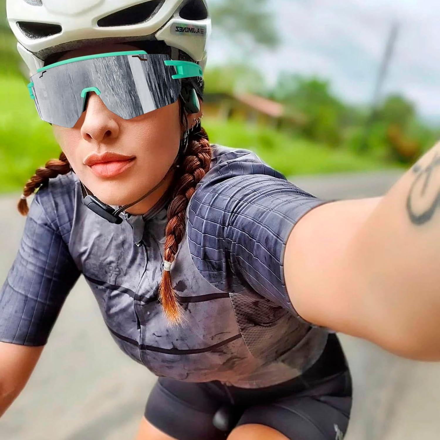 Gafas de Ciclismo VEWOE Polarizadas UV400 Verde y Plata