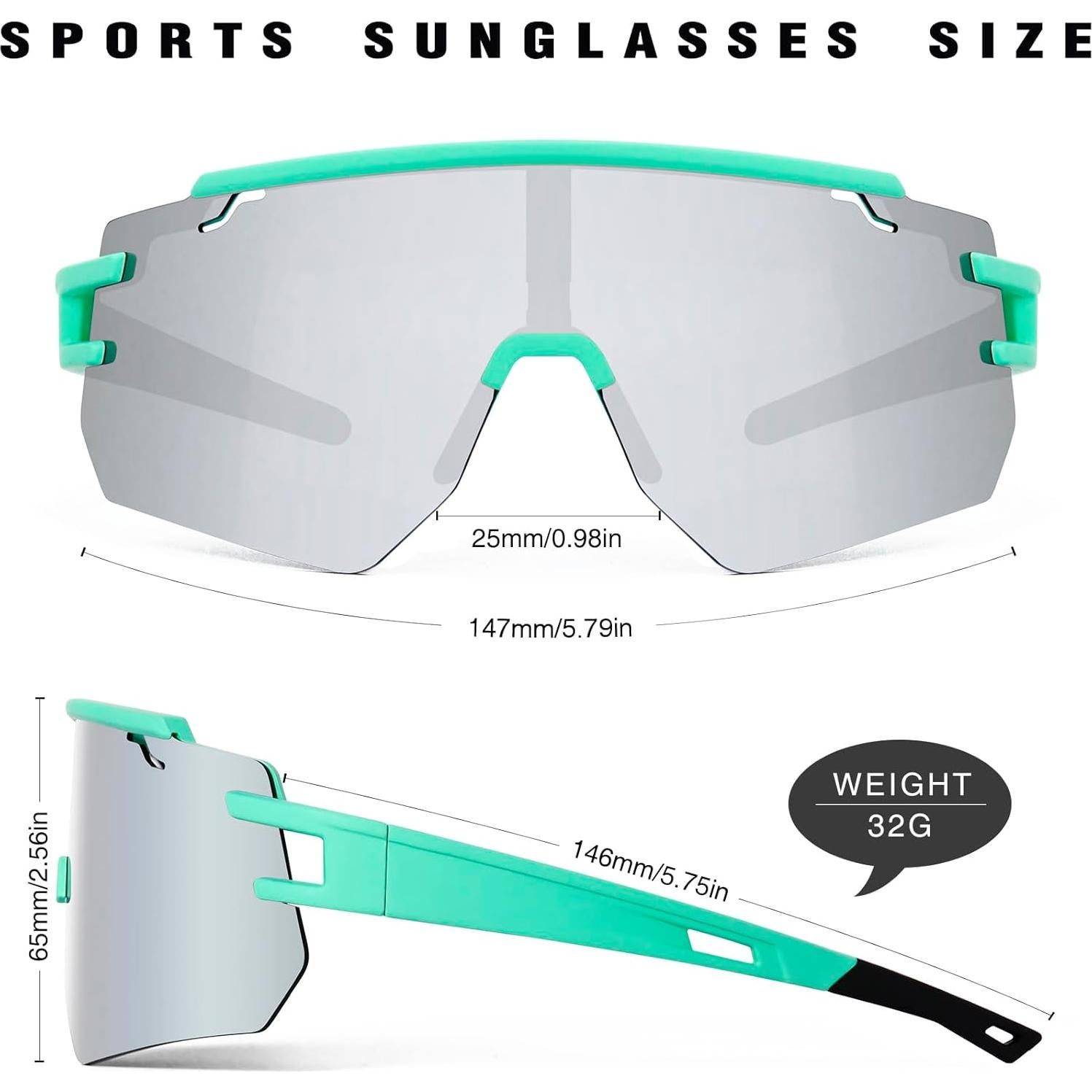 Gafas de Ciclismo VEWOE Polarizadas UV400 Verde y Plata