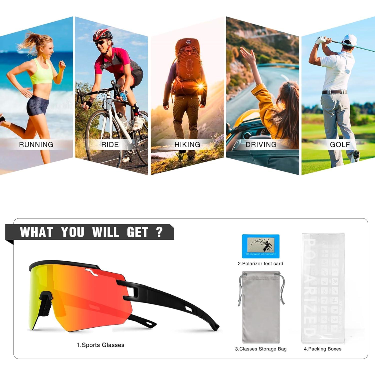 Gafas de Ciclismo Polarizadas VEWOE UV400 Ajustables