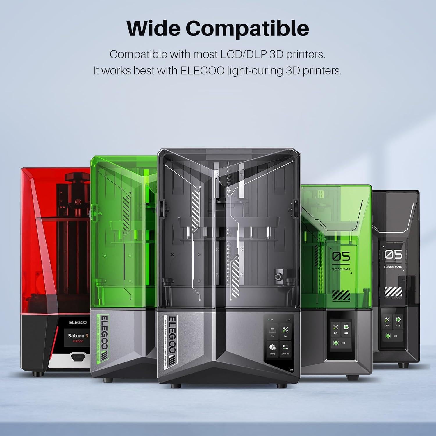 Resina Lavable con Agua ELEGOO 2000g UV 405nm Gris