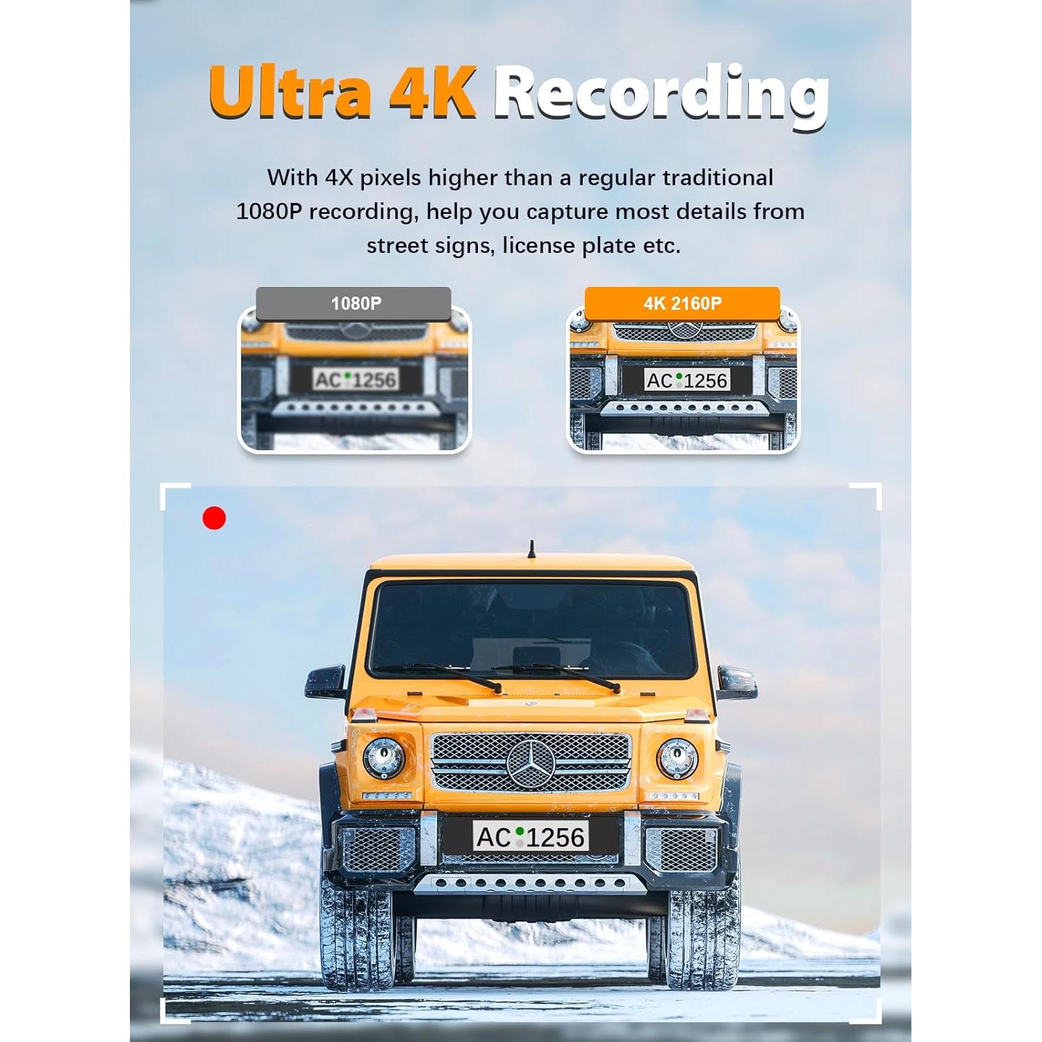 Cámara de tablero dual ARIFAYZ Q4 4K+1080P con WiFi y 64GB