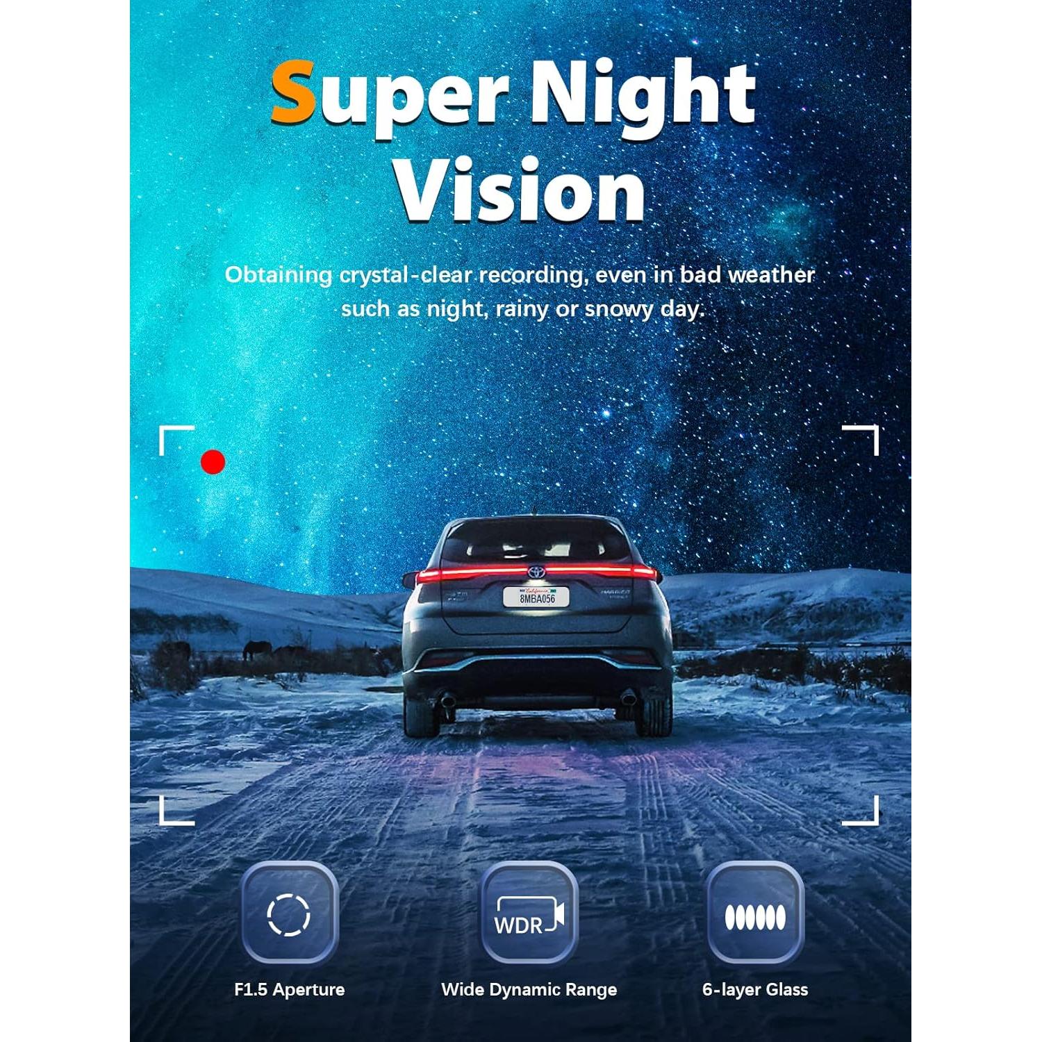 Cámara de tablero dual ARIFAYZ Q4 4K+1080P con WiFi y 64GB