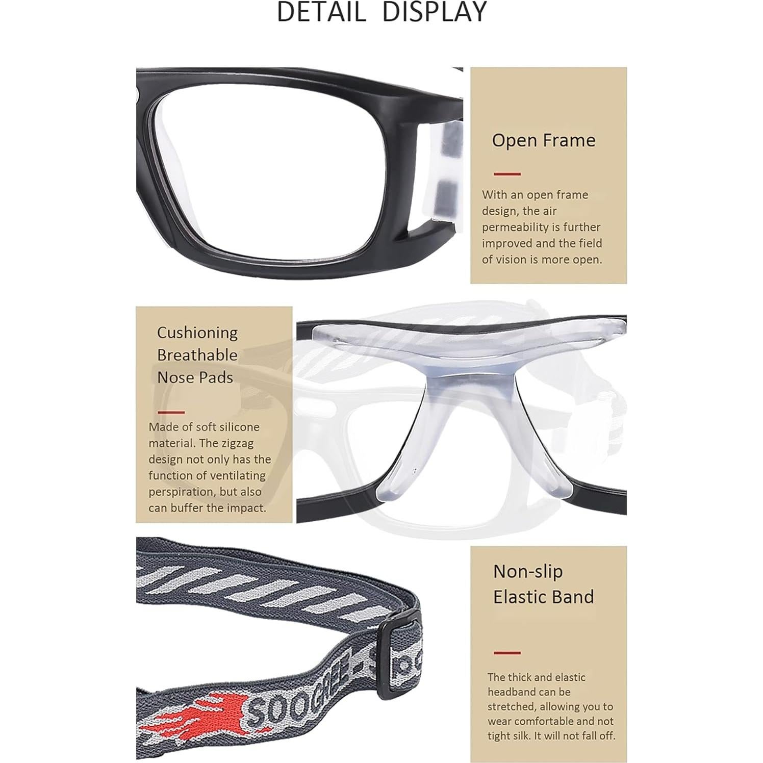 Gafas de Deporte SooGree con Lentes Removibles y Correa Ajustable