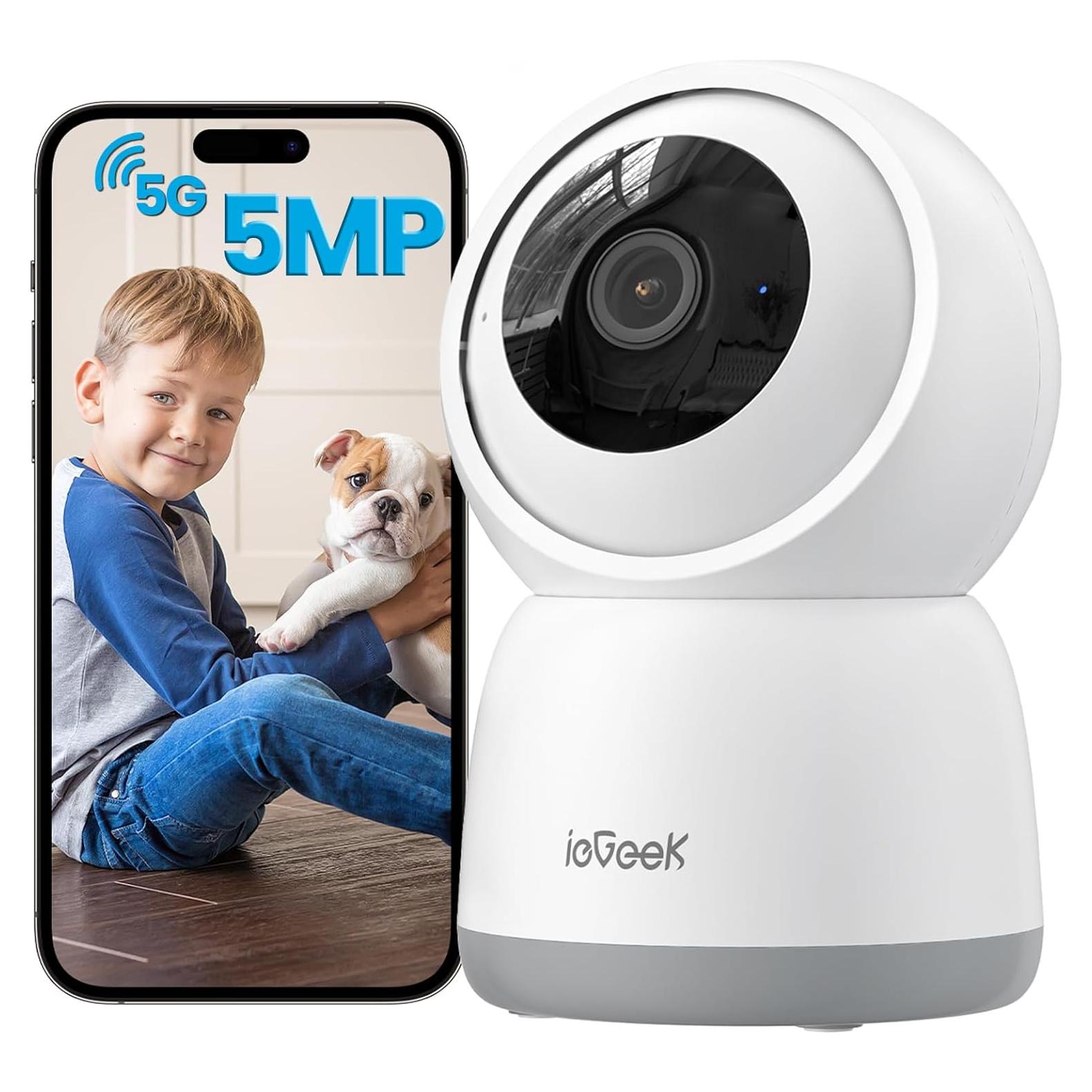 Cámara Interior ieGeek 5MP WiFi 5G/2.4G con Audio Bidireccional