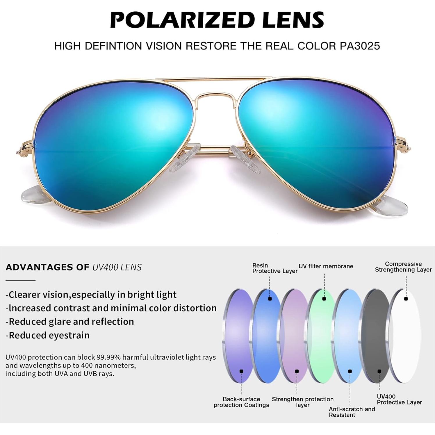 Gafas de sol Pro Acme Aviador UV400 para hombres y mujeres