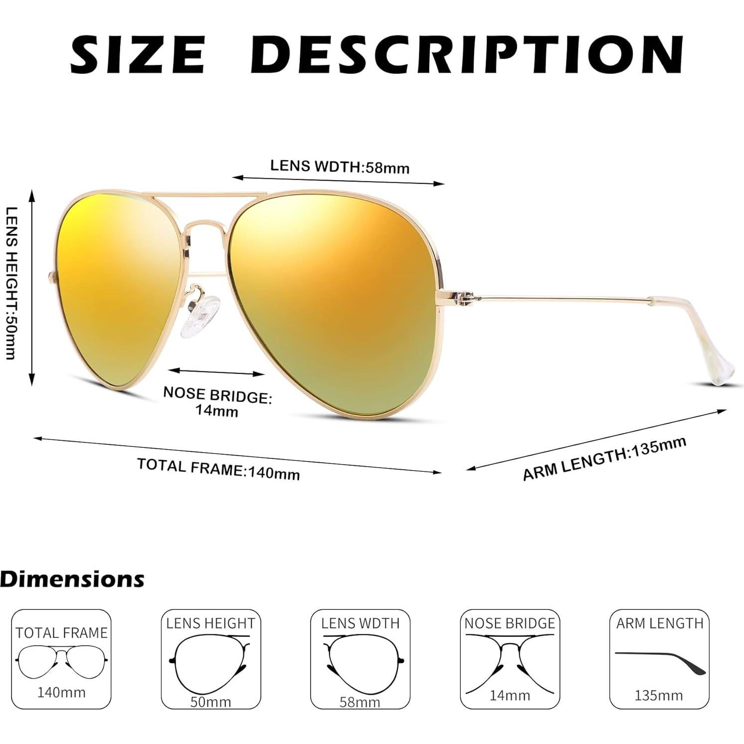 Gafas de sol Aviador Pro Acme UV400 Marco dorado Lente espejo rojo