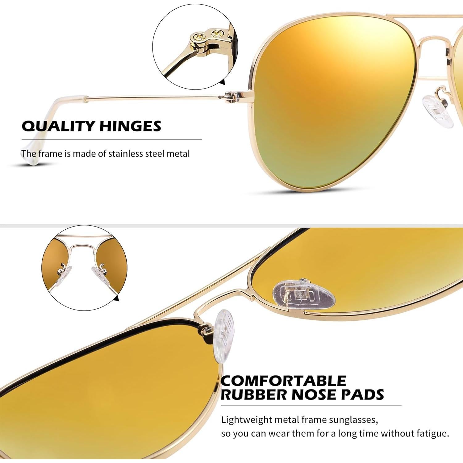 Gafas de sol Aviador Pro Acme UV400 Marco dorado Lente espejo rojo