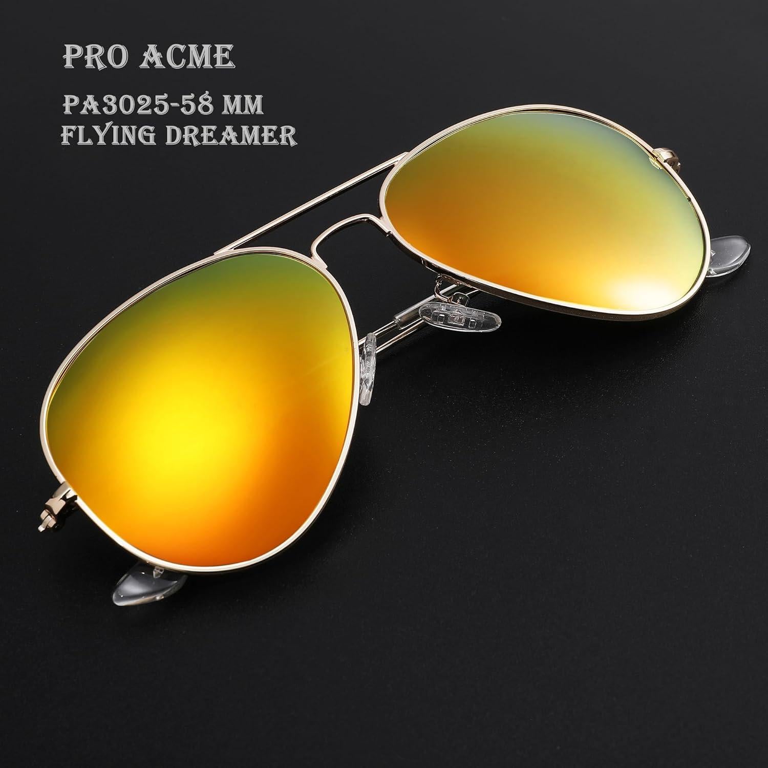 Gafas de sol Aviador Pro Acme UV400 Marco dorado Lente espejo rojo